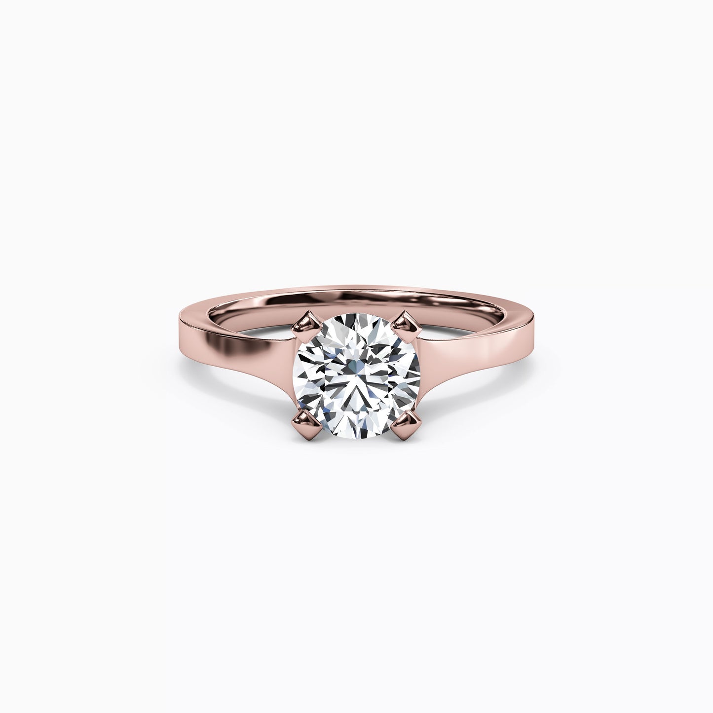 Solitaire Diamond with Pavé Tapered Engagement Ring in 18K Gold