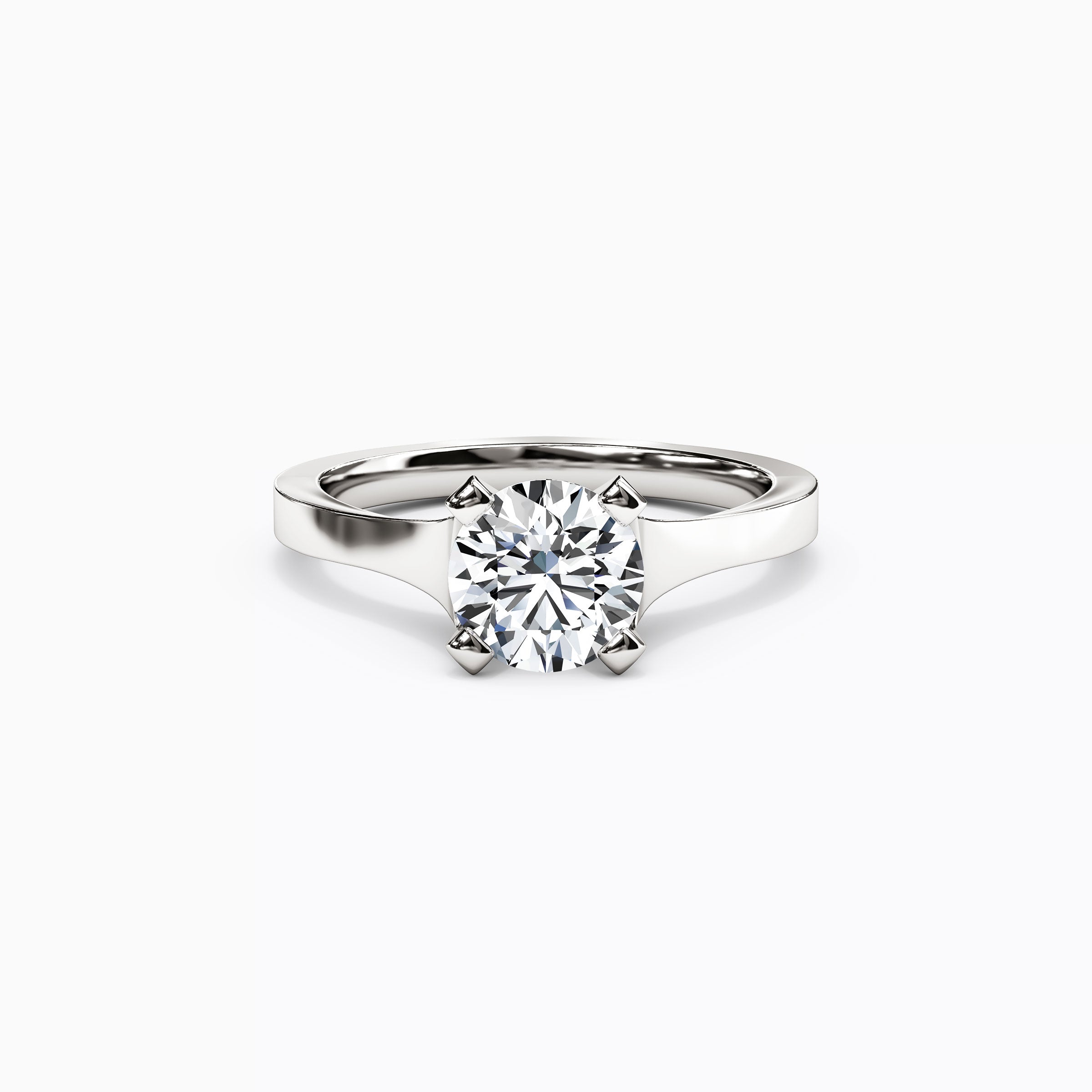 Solitaire Diamond with Pavé Tapered Engagement Ring in 18K Gold