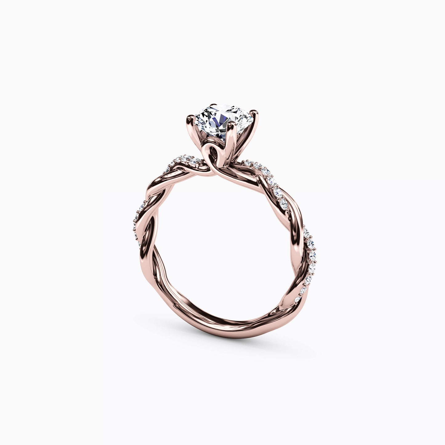Midnight Sparkle Florentine Twist Engagement Ring in 18K Gold
