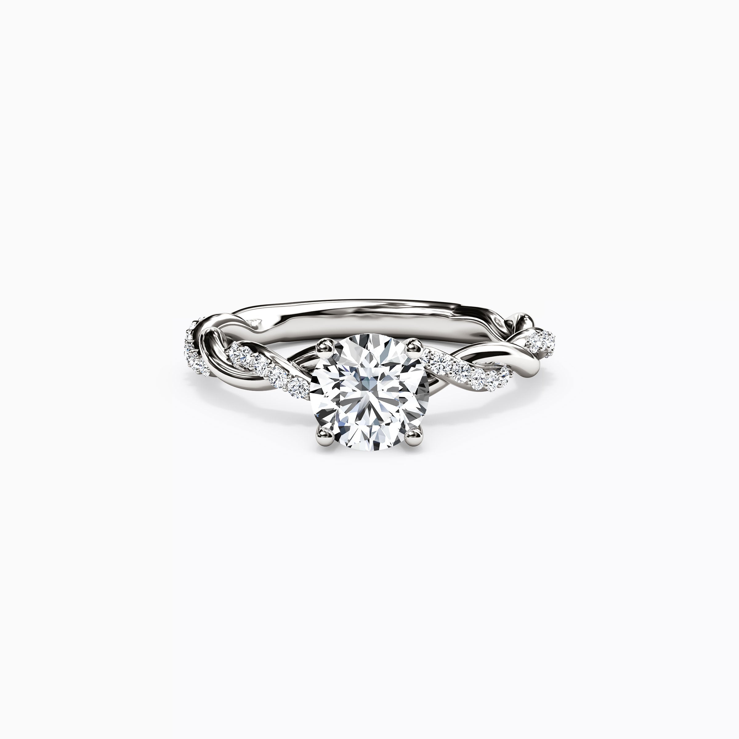 Midnight Sparkle Florentine Twist Engagement Ring in 18K Gold