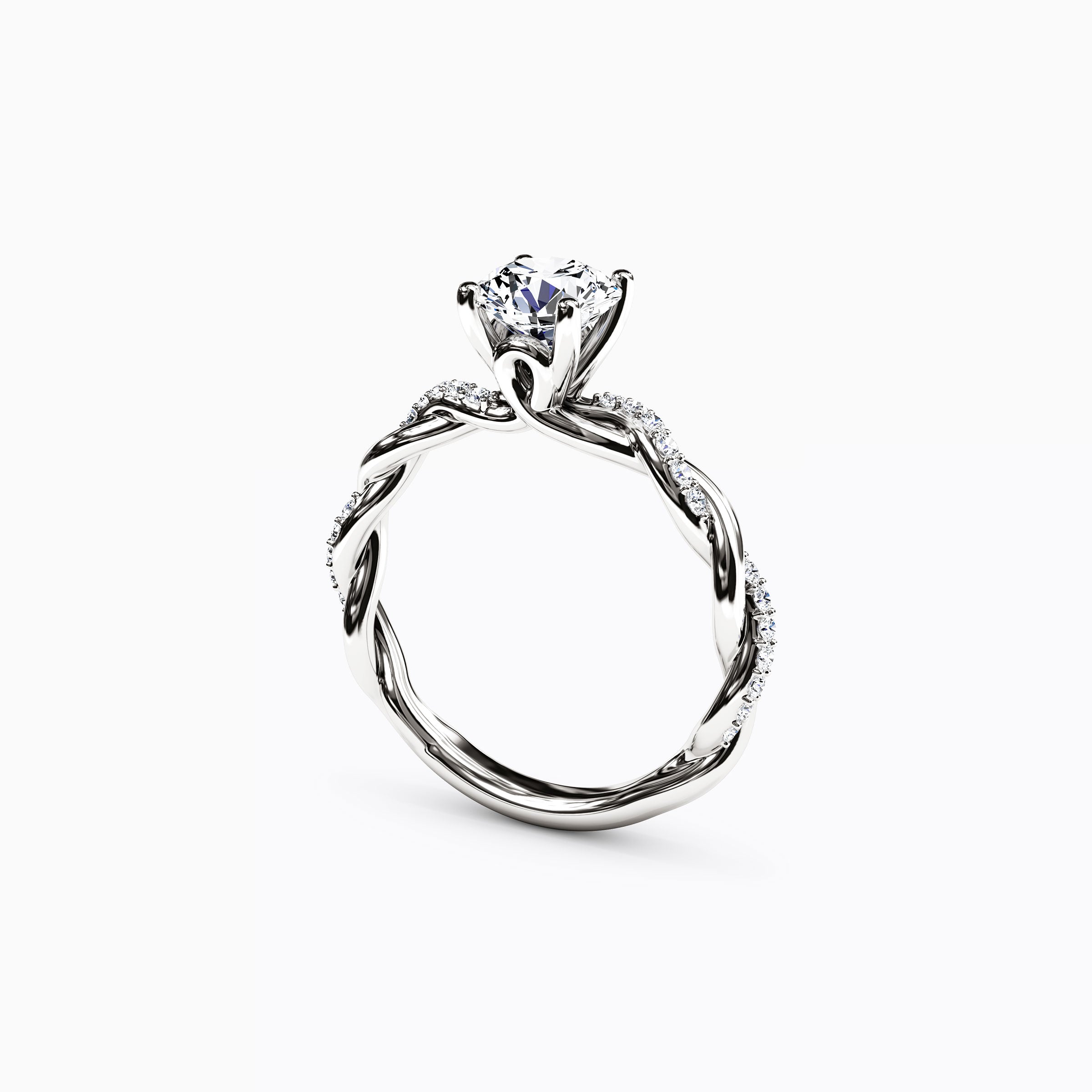 Midnight Sparkle Florentine Twist Engagement Ring in 18K Gold