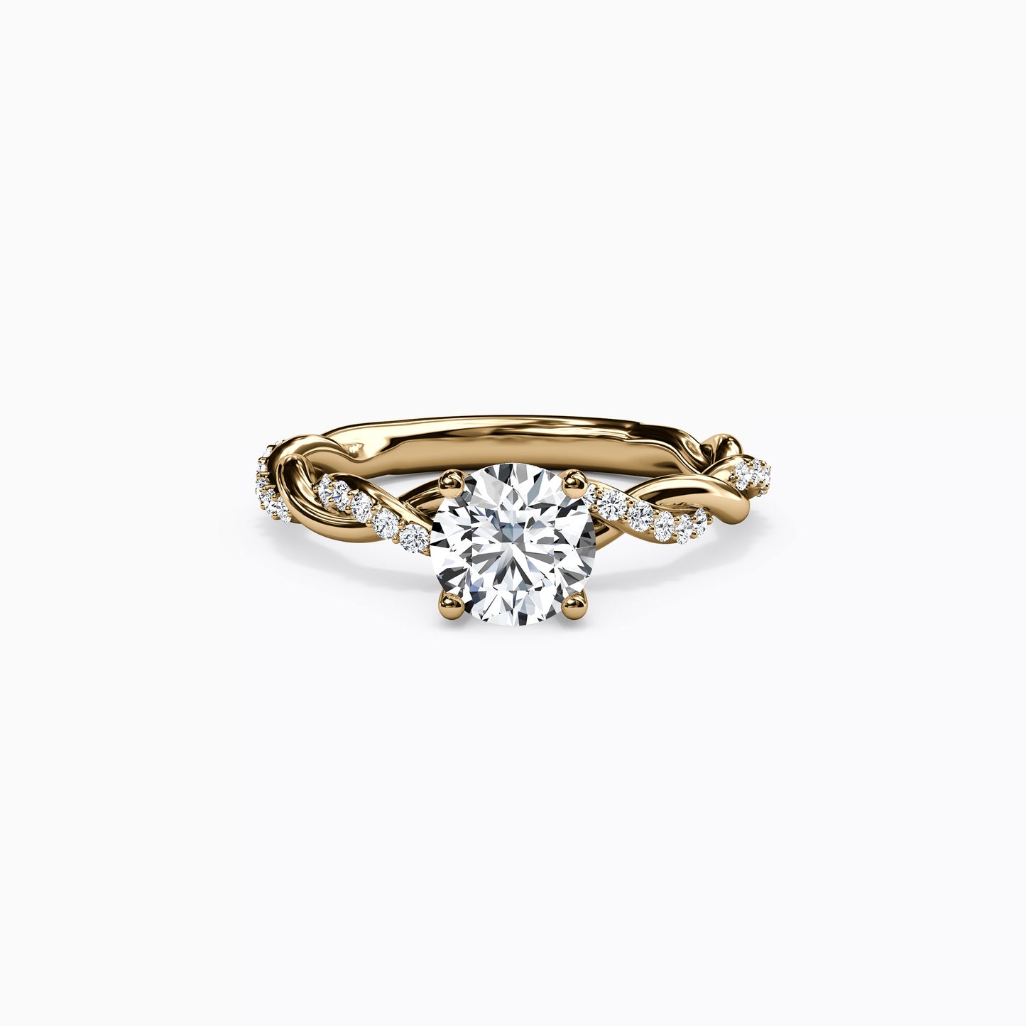 Midnight Sparkle Florentine Twist Engagement Ring in 18K Gold