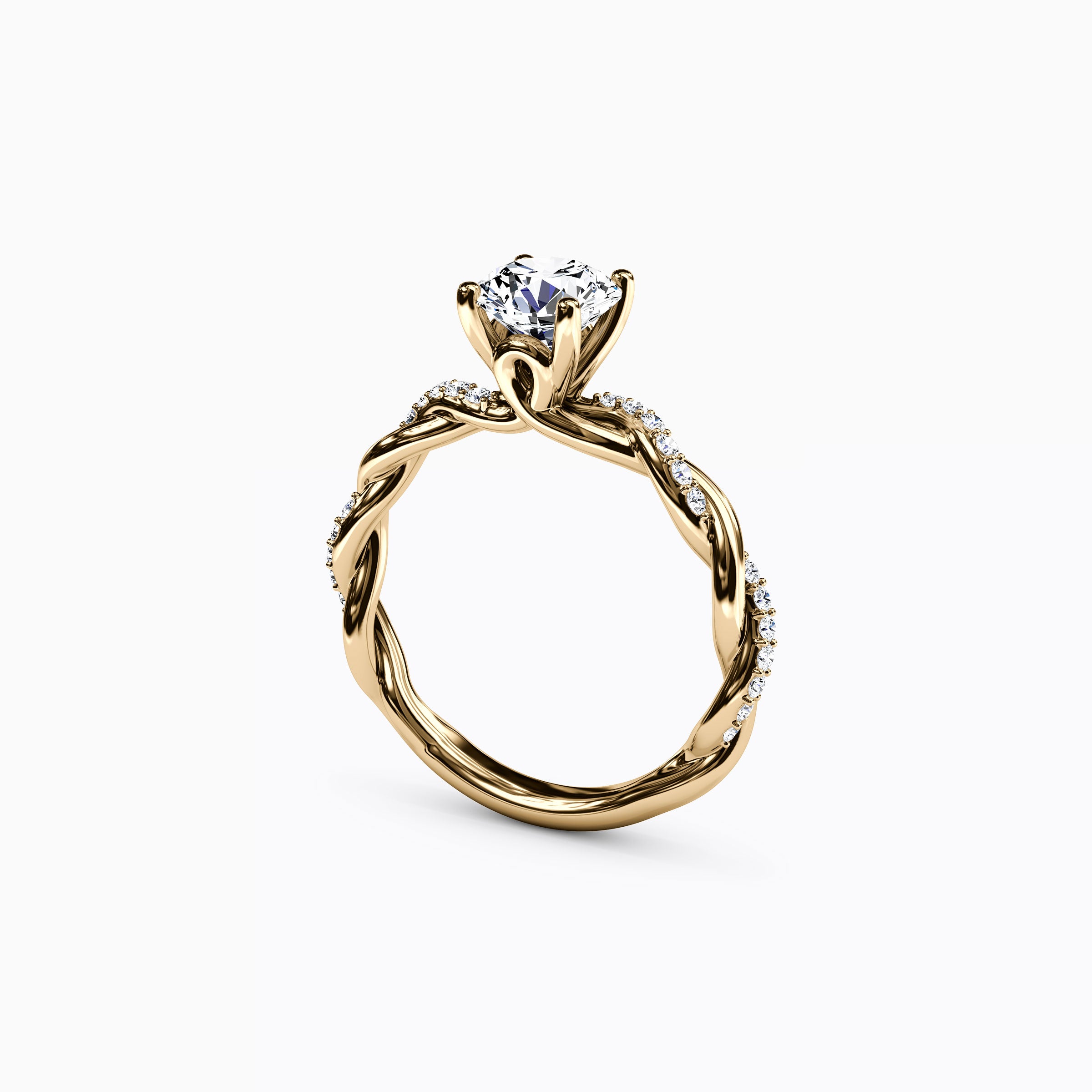 Midnight Sparkle Florentine Twist Engagement Ring in 18K Gold