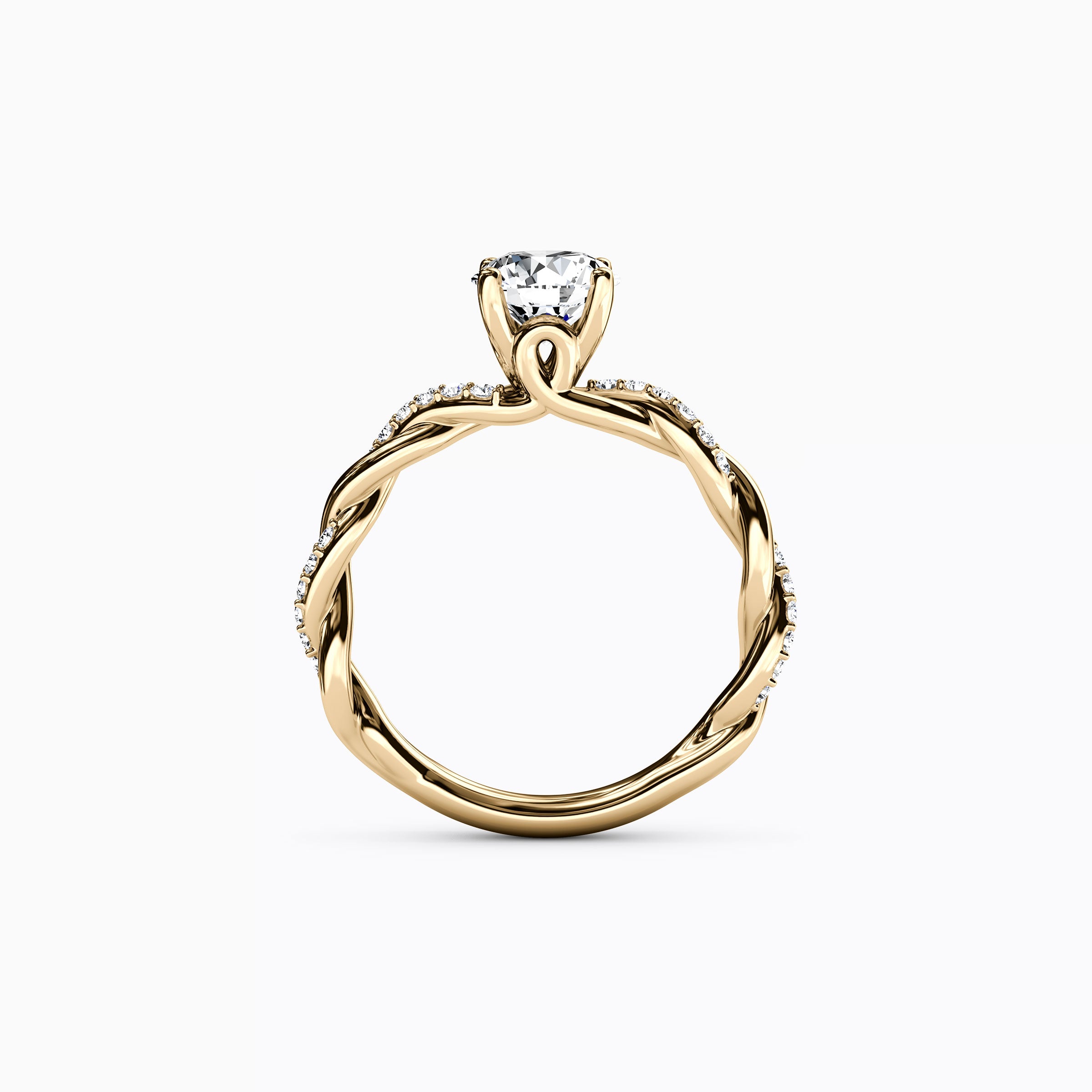 Midnight Sparkle Florentine Twist Engagement Ring in 18K Gold