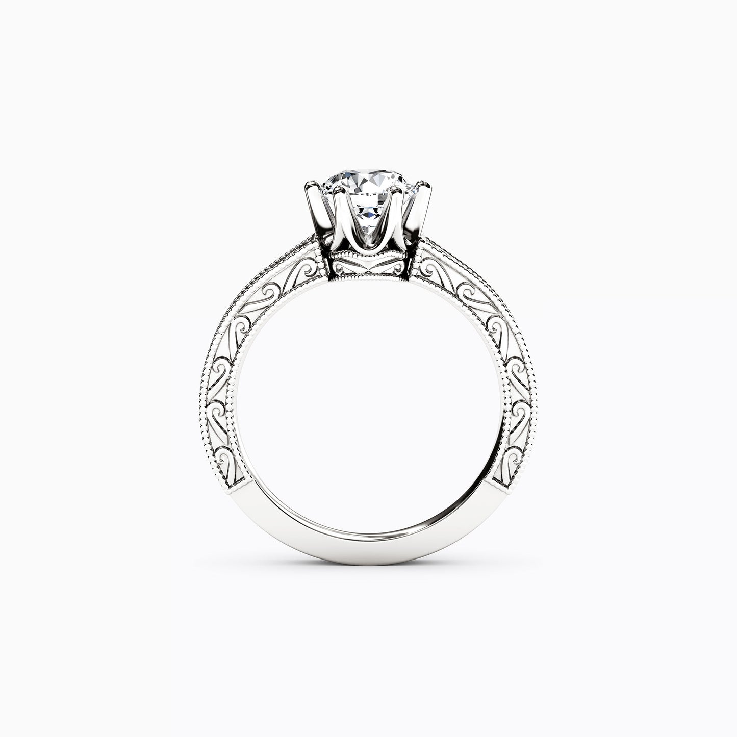 Jubilee Paisley Engraved Engagement Ring in 18K Gold