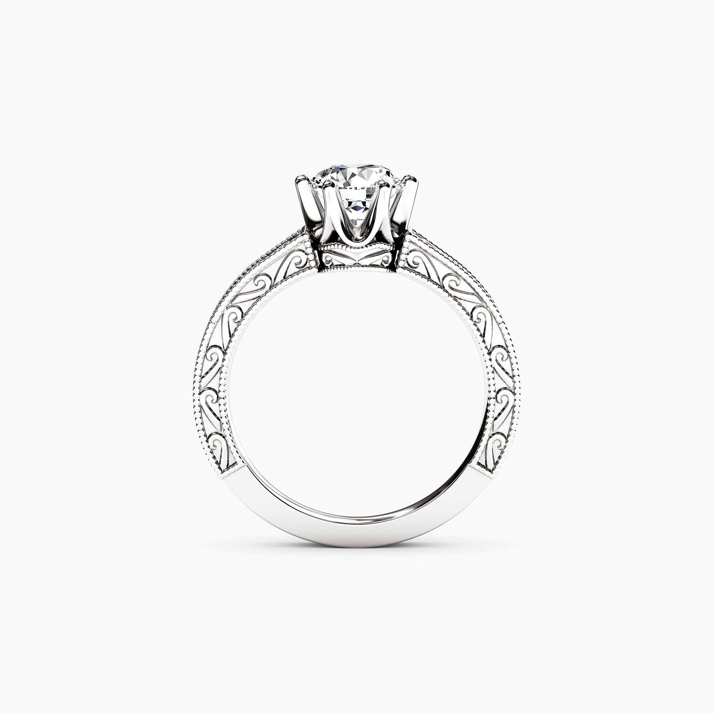 Jubilee Paisley Engraved Engagement Ring in Platinum