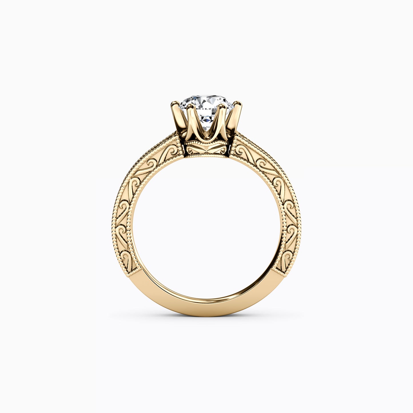 Jubilee Paisley Engraved Engagement Ring in 18K Gold