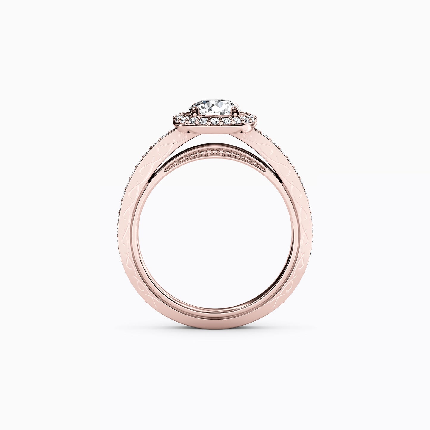 Halo Pavé Engagement Ring in 14K Gold