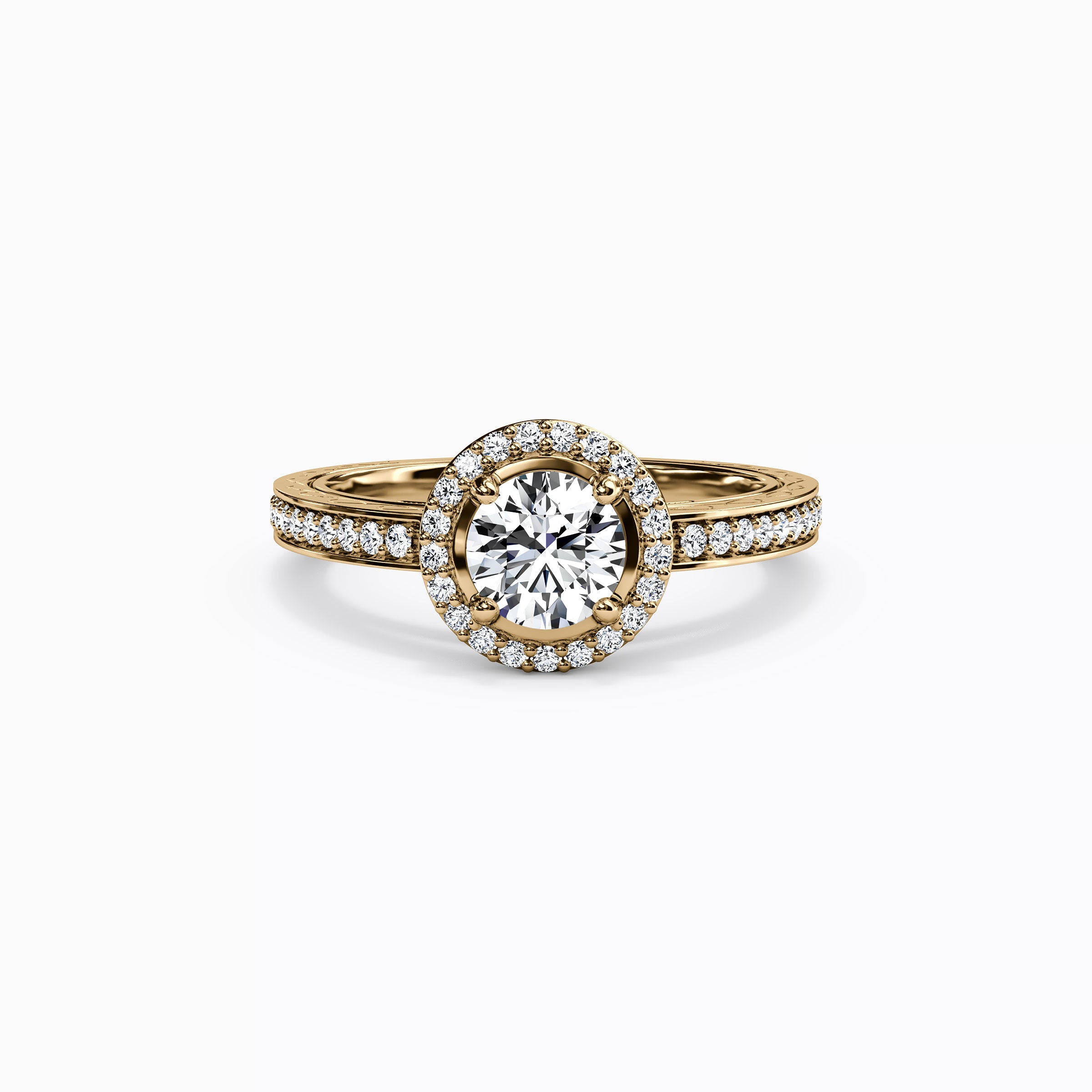 Halo Pavé Engagement Ring in 18K Gold