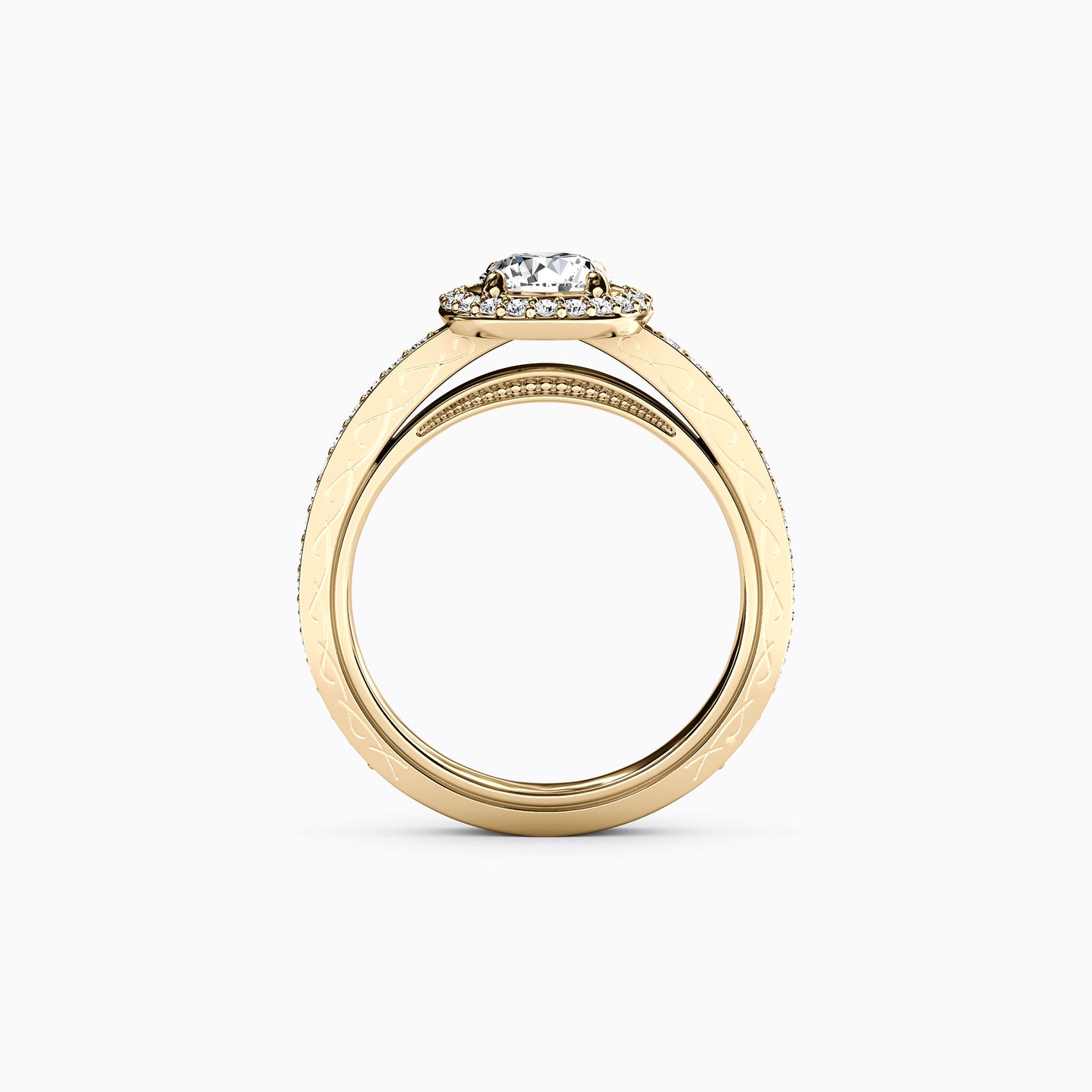 Halo Pavé Engagement Ring in 14K Gold