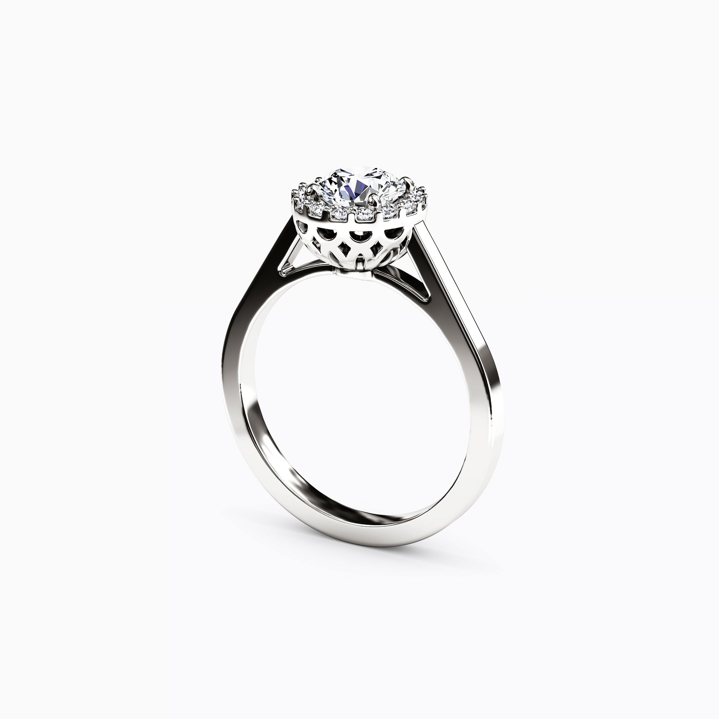 Halo Pierced Gallery Engagement Ring in Platinum