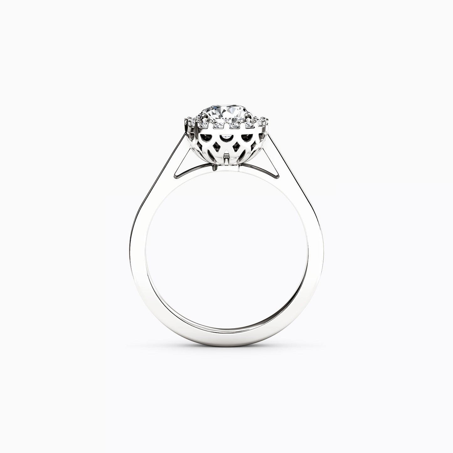Halo Pierced Gallery Engagement Ring in 18K Gold
