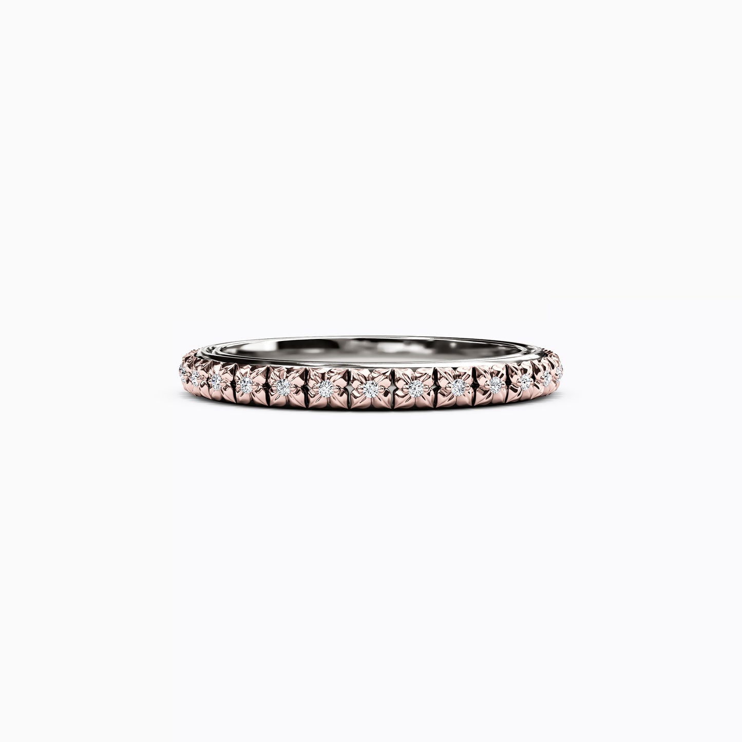 Diamond Two-Tone Fleur Wedding Band in 14K Gold
