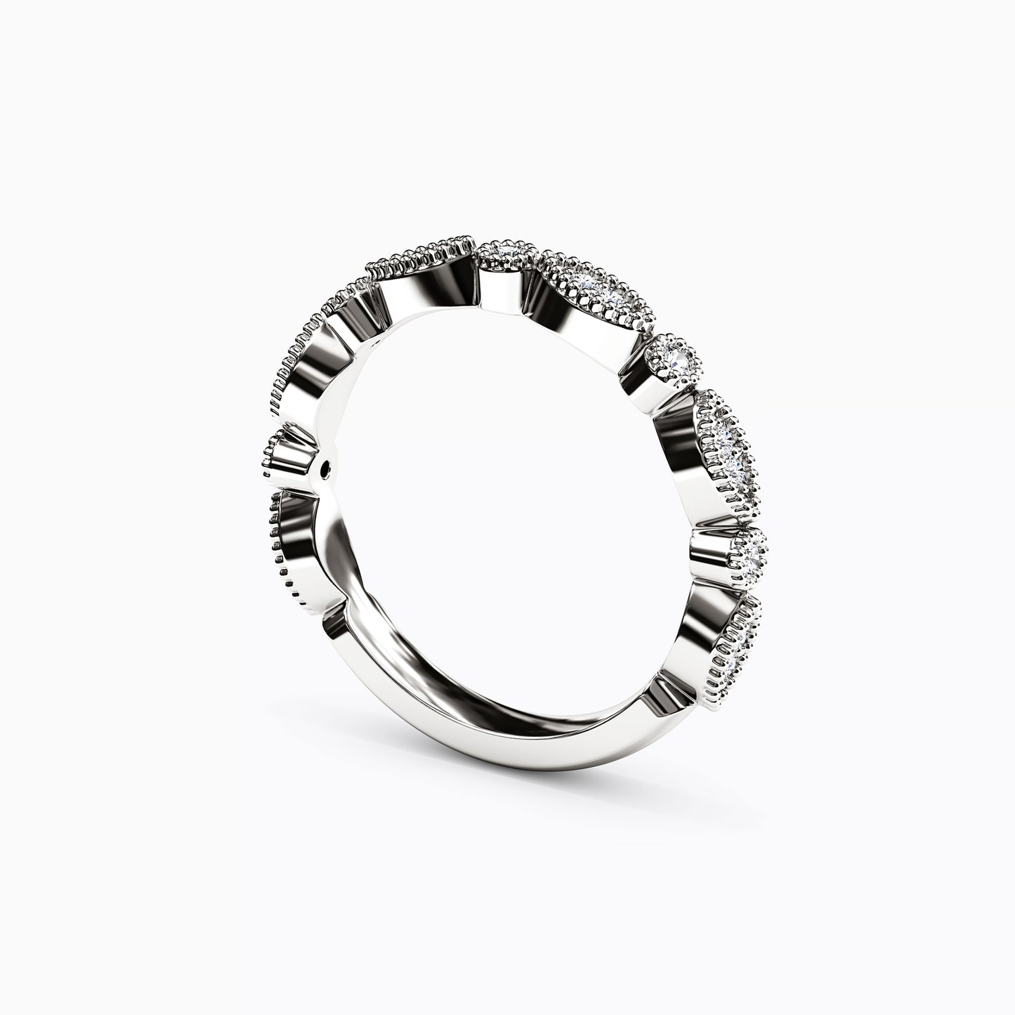 Diamond Beaded Wedding Band in 14K Gold