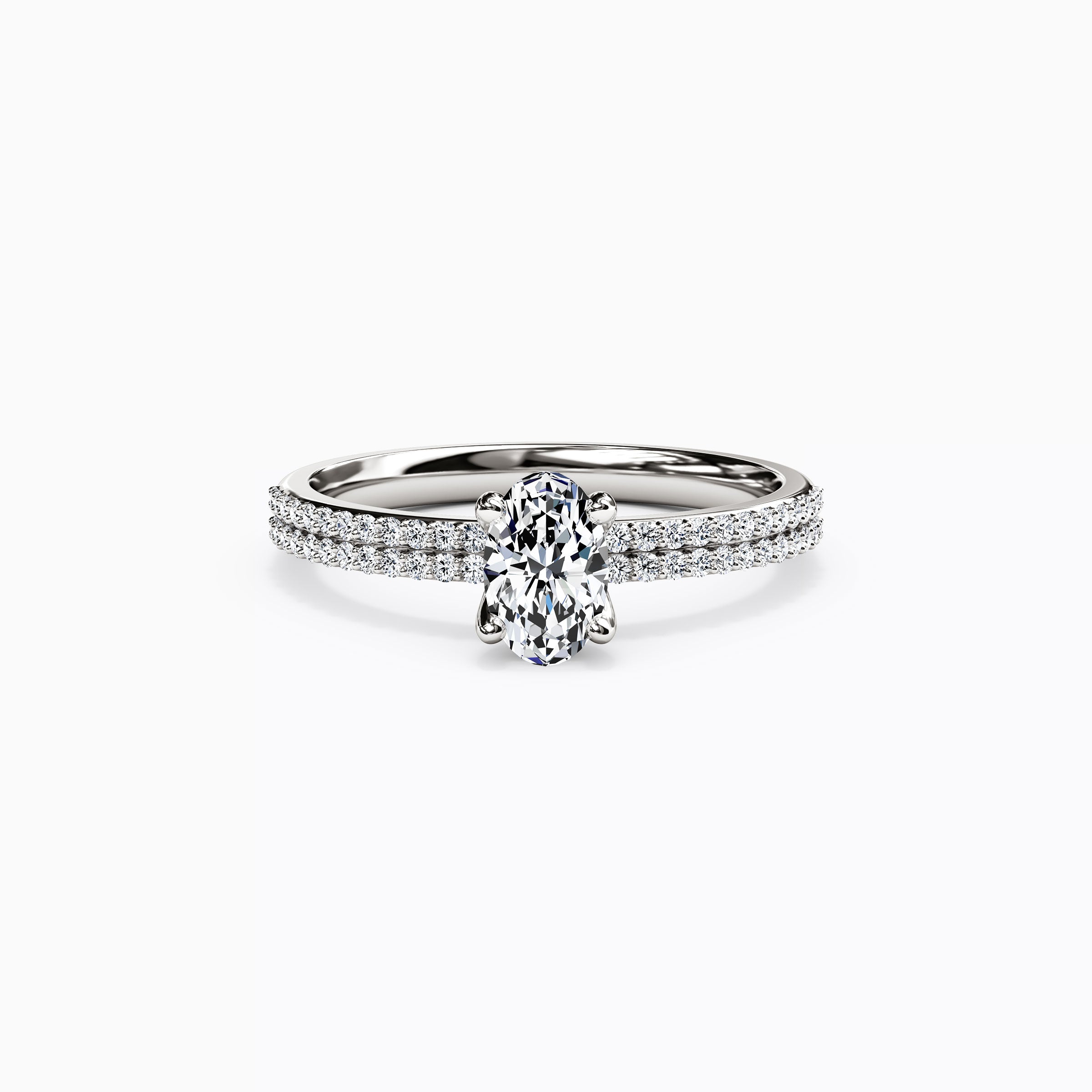 Midnight Sparkle Oval Double Row Engagement Ring in Platinum