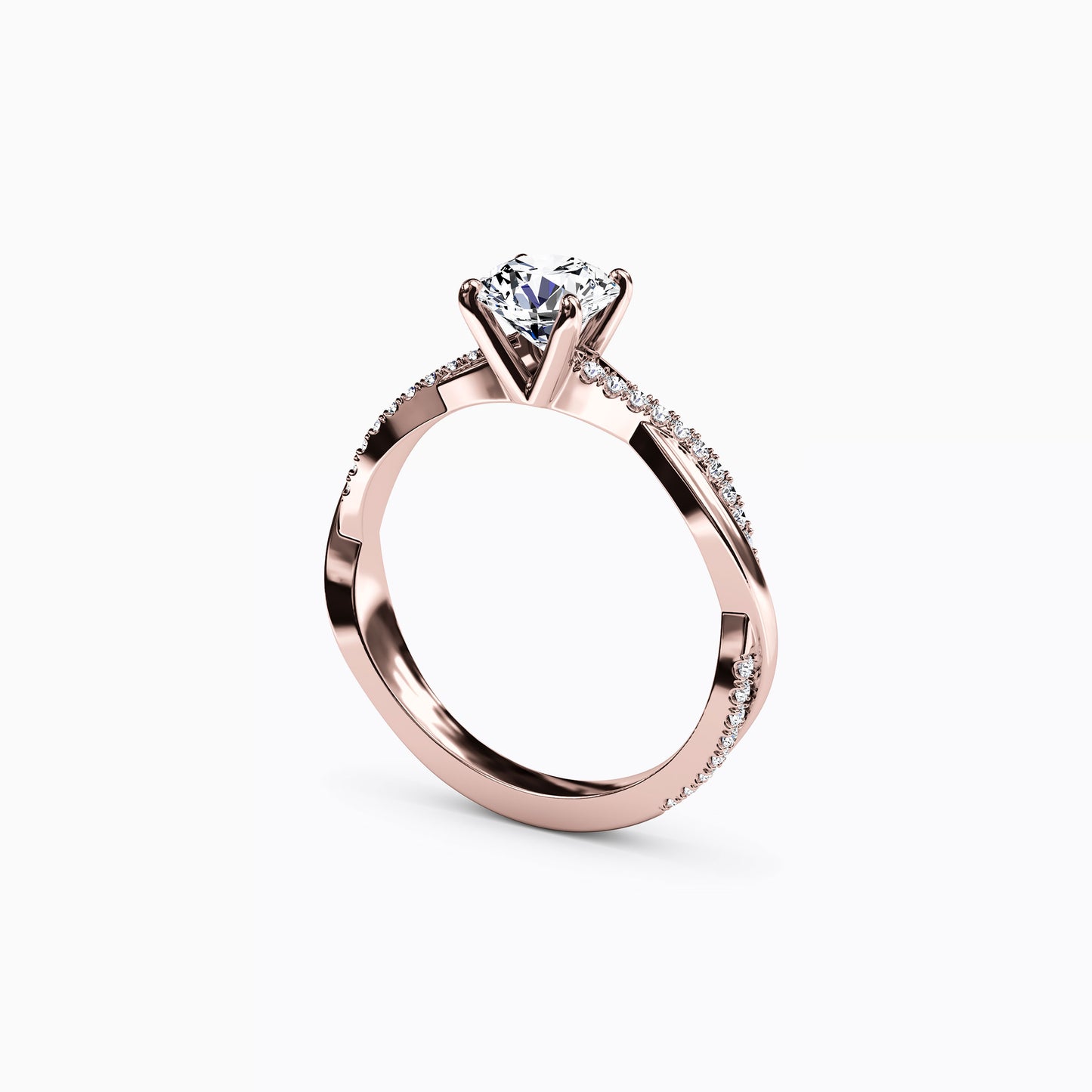 Midnight Sparkle Intertwined Prong Set Engagement Ring in 18K Gold