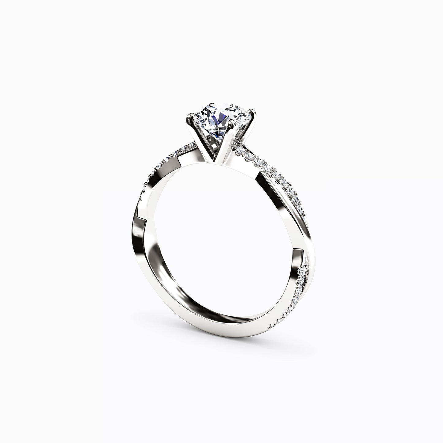 Midnight Sparkle Intertwined Prong Set Engagement Ring in Platinum