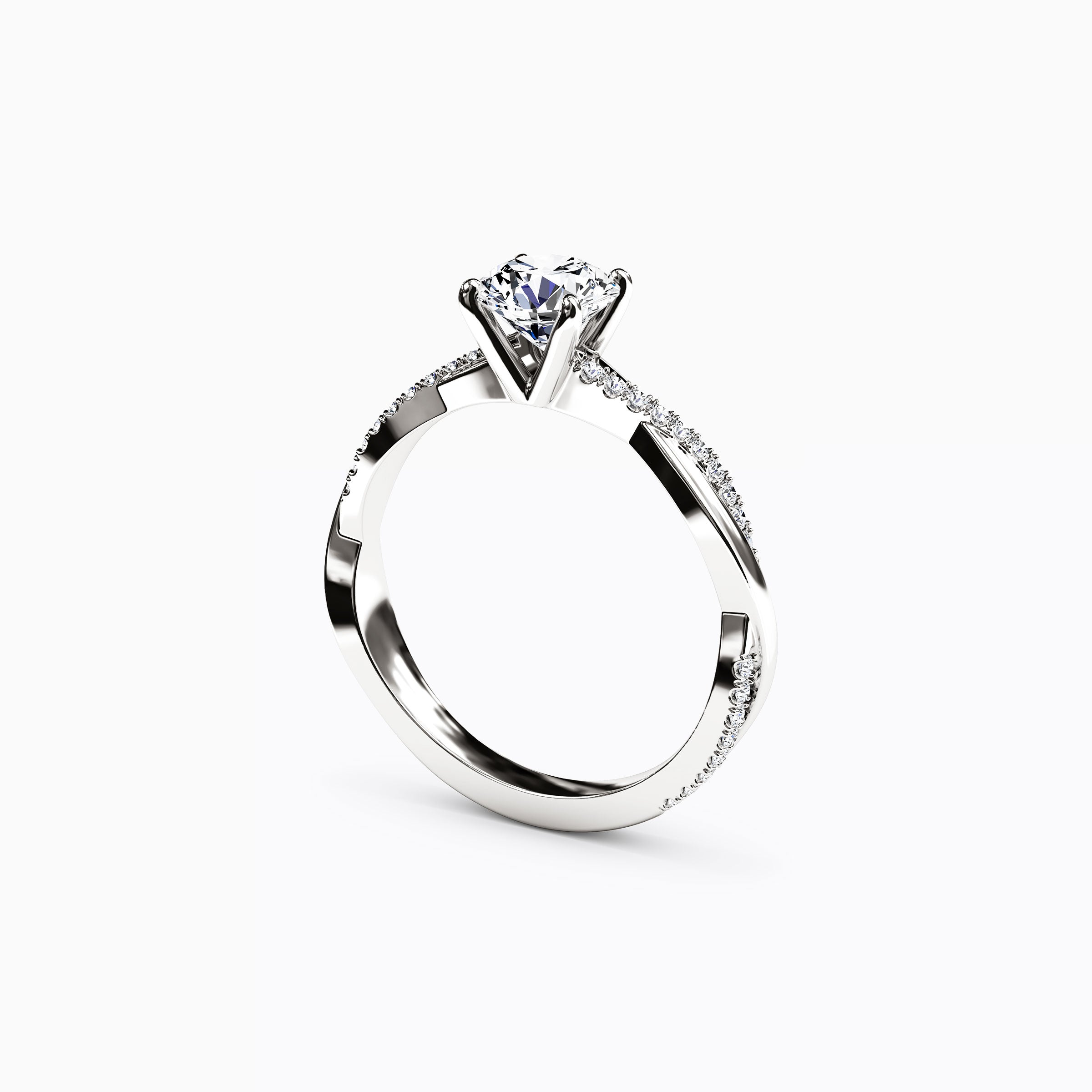 Midnight Sparkle Intertwined Prong Set Engagement Ring in Platinum