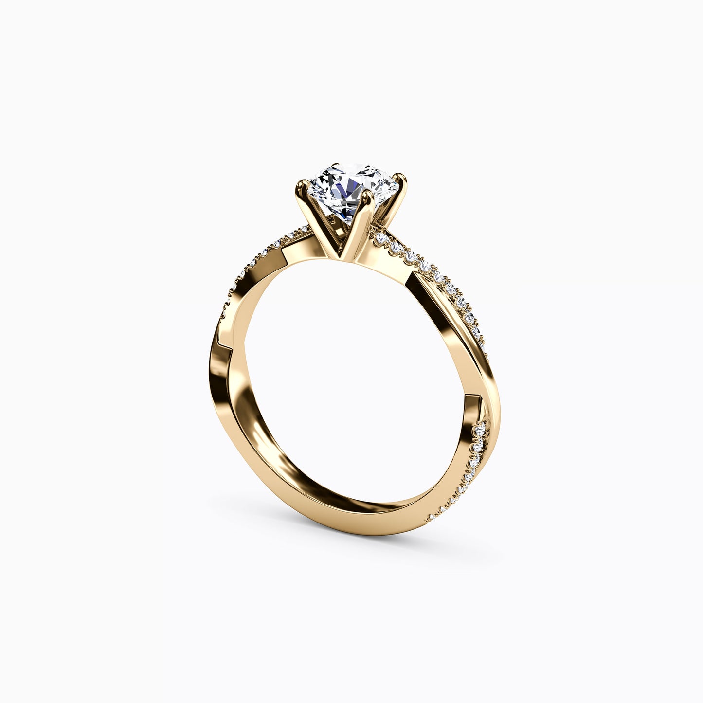 Midnight Sparkle Intertwined Prong Set Engagement Ring in 18K Gold