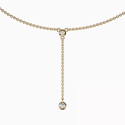 Diamond Mini Bezel Drop Necklace in 14K Gold
