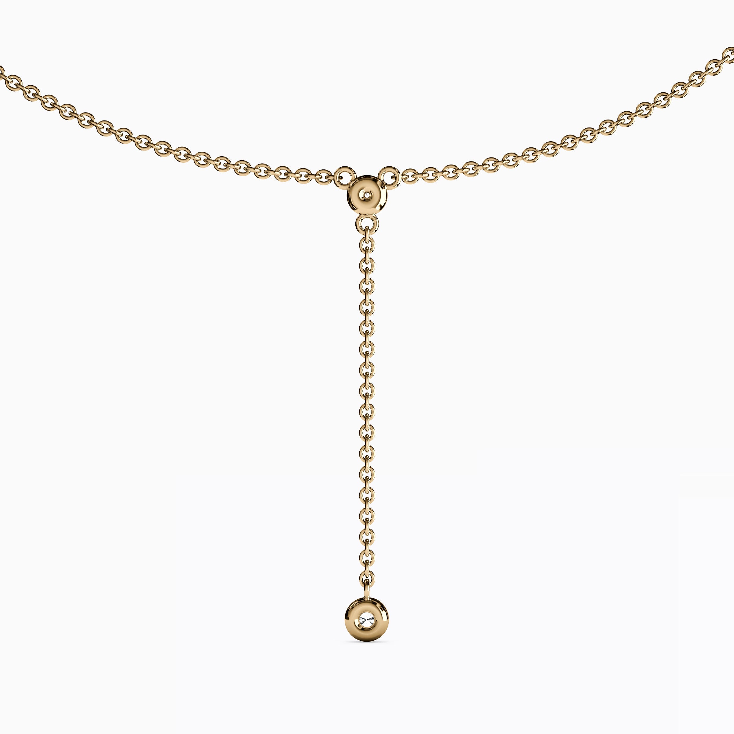 Diamond Mini Bezel Drop Necklace |14K Gold