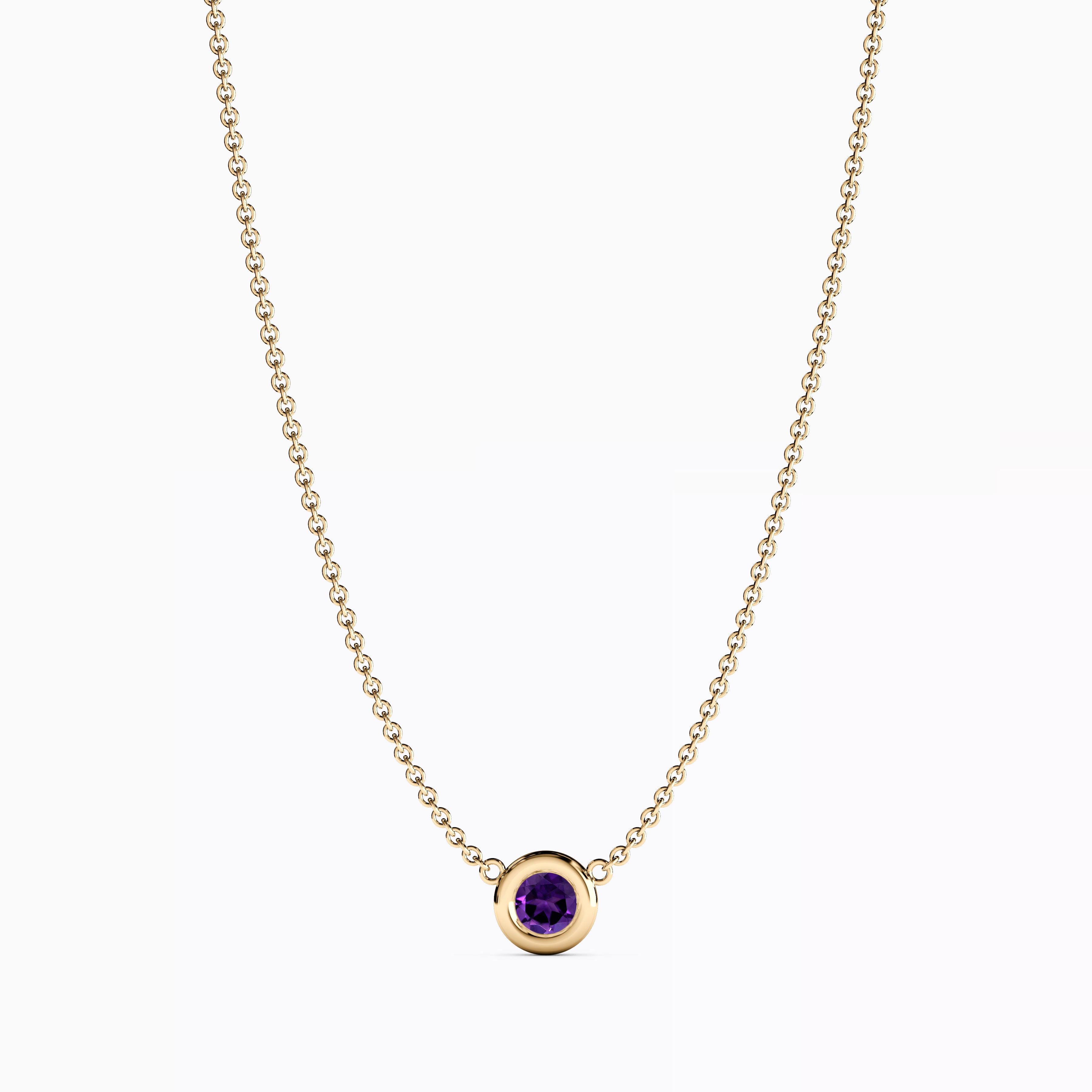 Amethyst Bezel Necklace |14K Gold