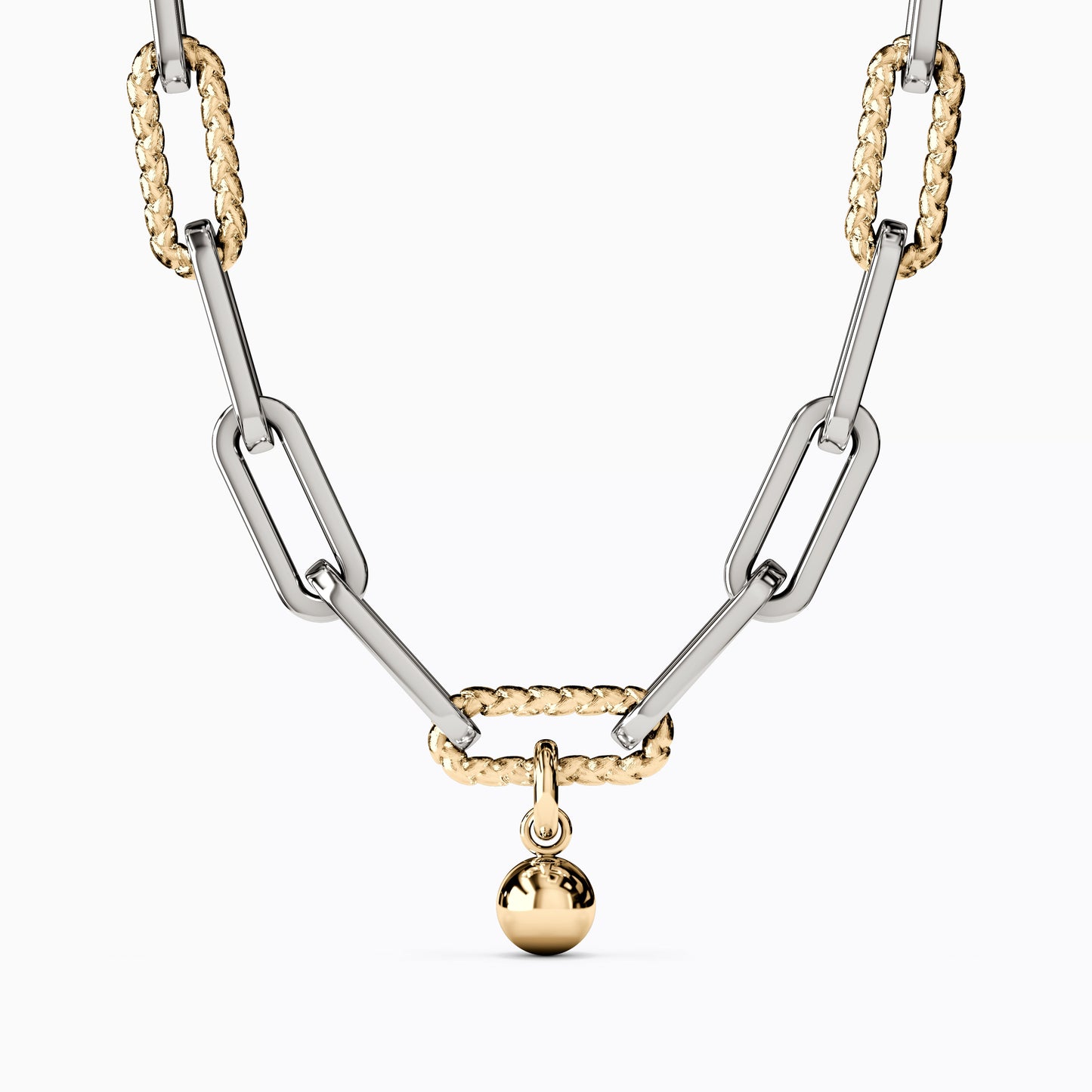 Paperclip Necklace in Sterling Silver with 14K Gold