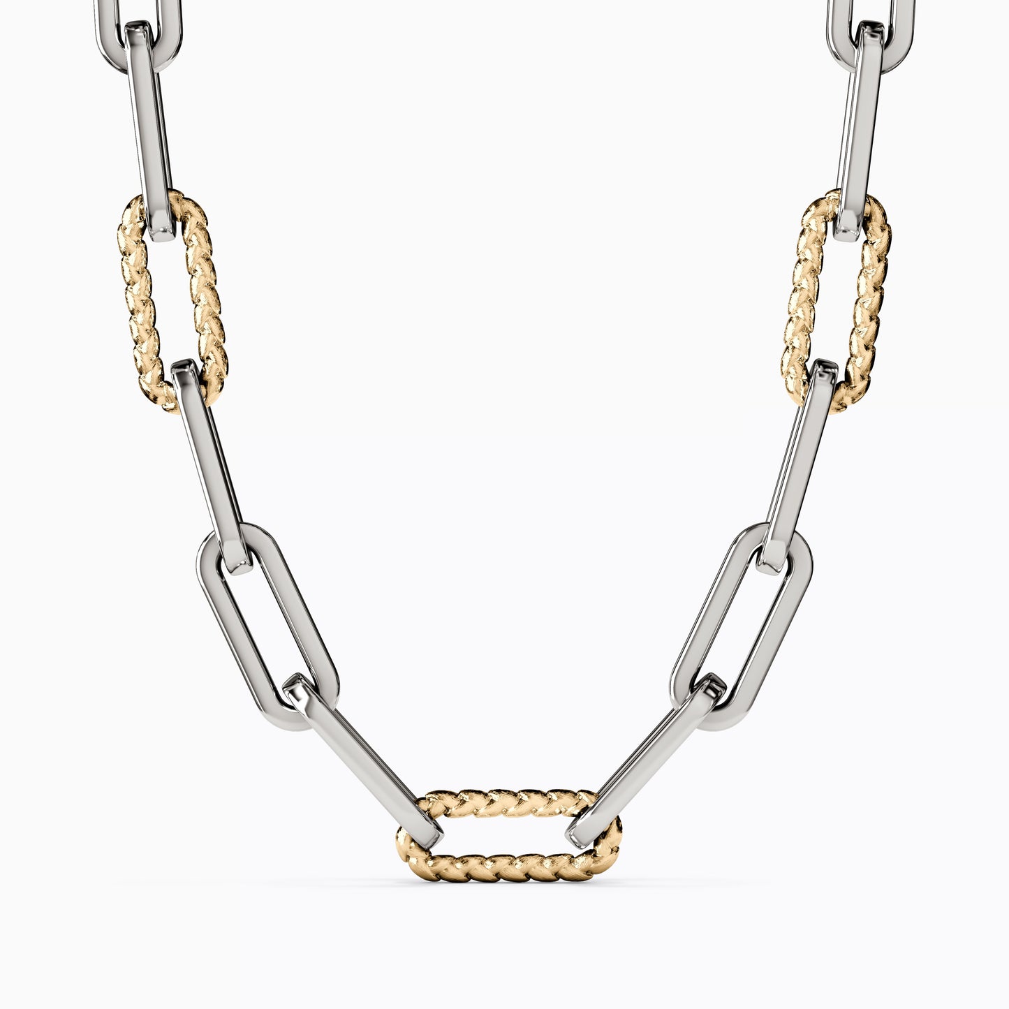Paperclip Necklace in Sterling Silver with 14K Gold