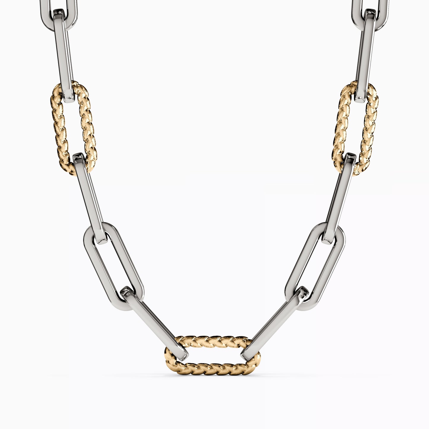 Paperclip Necklace in Sterling Silver with 14K Gold