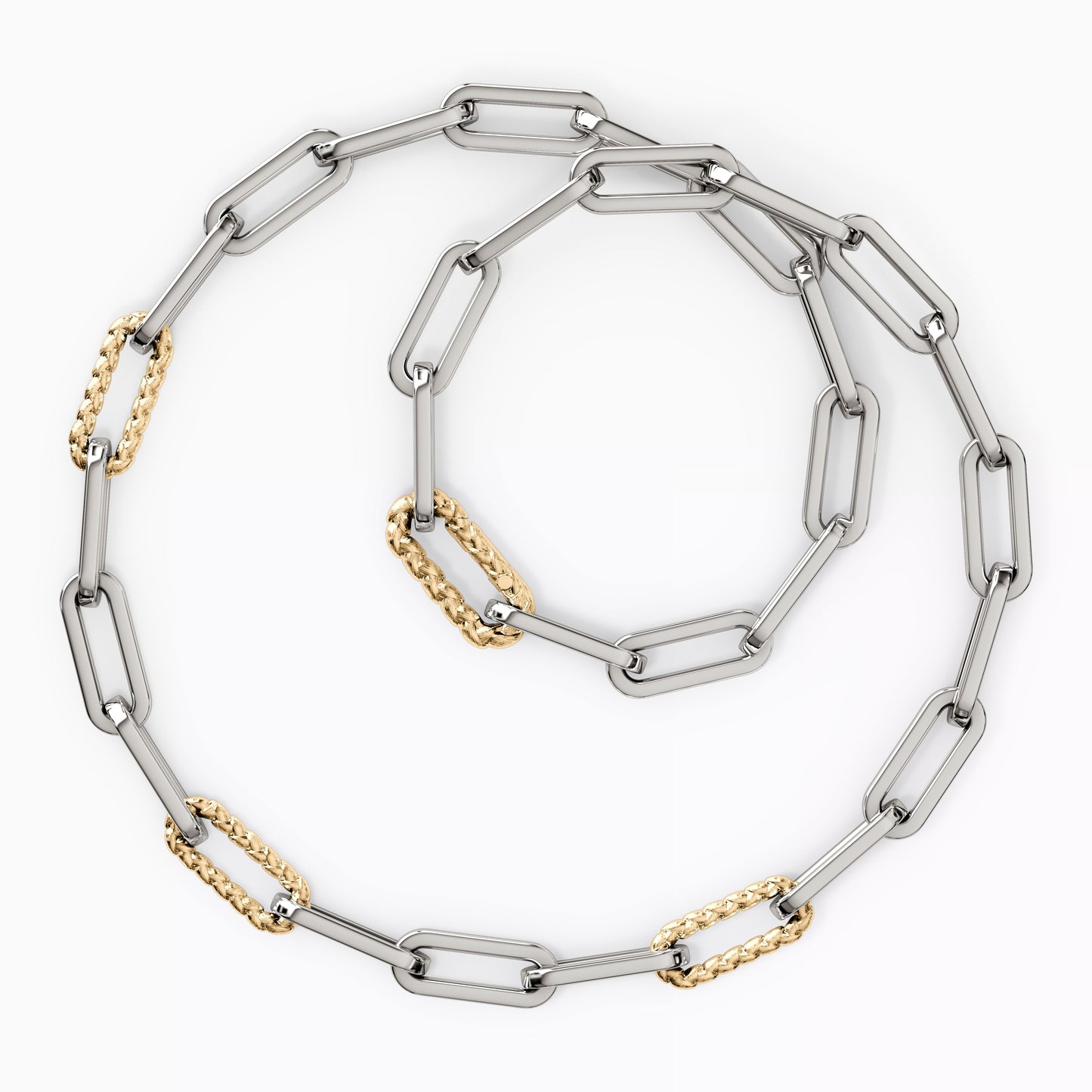 Paperclip Necklace in Sterling Silver with 14K Gold