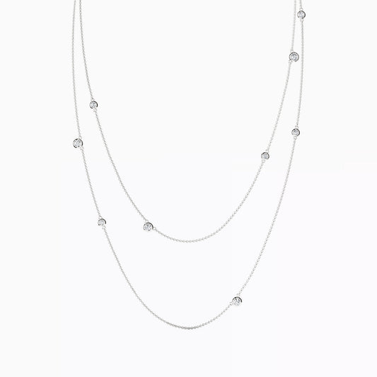Diamond Multi-Layered Station Necklace in 14K Gold