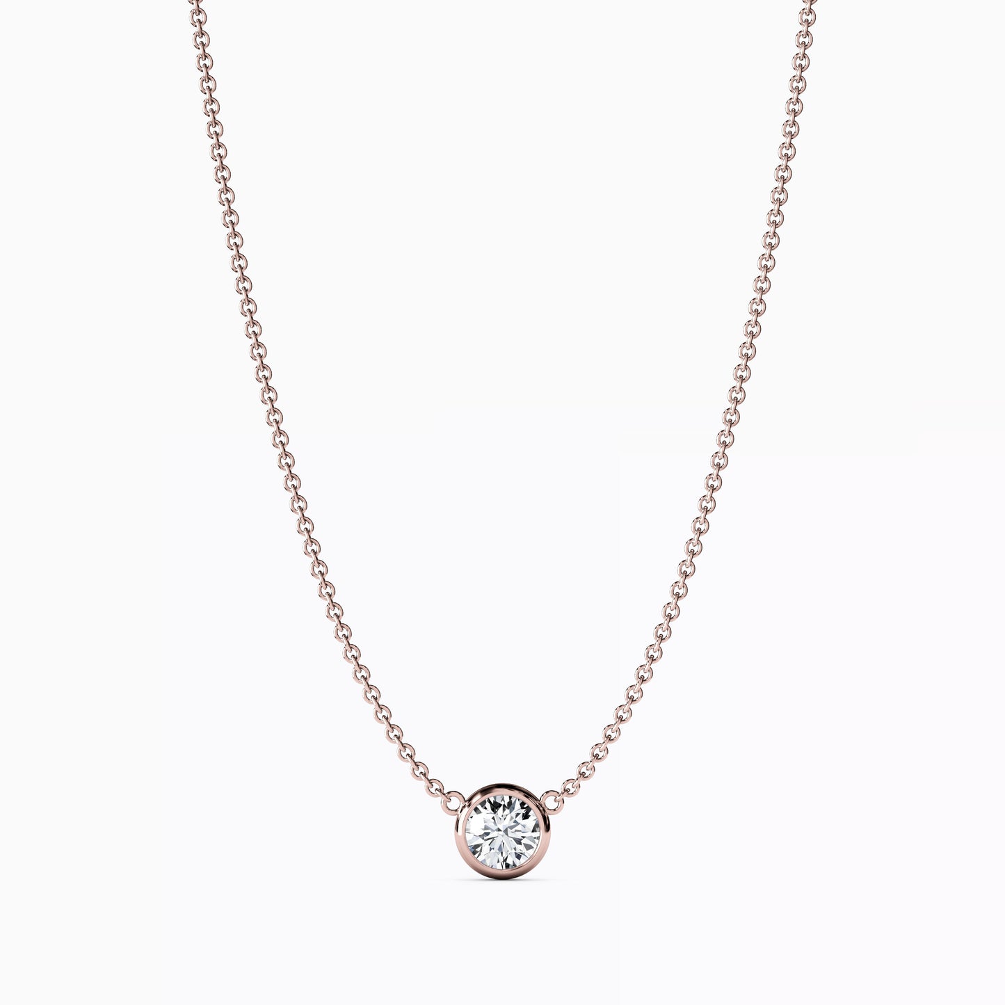 Diamond 1/4 CT Single Bezel Necklace in 14K Gold