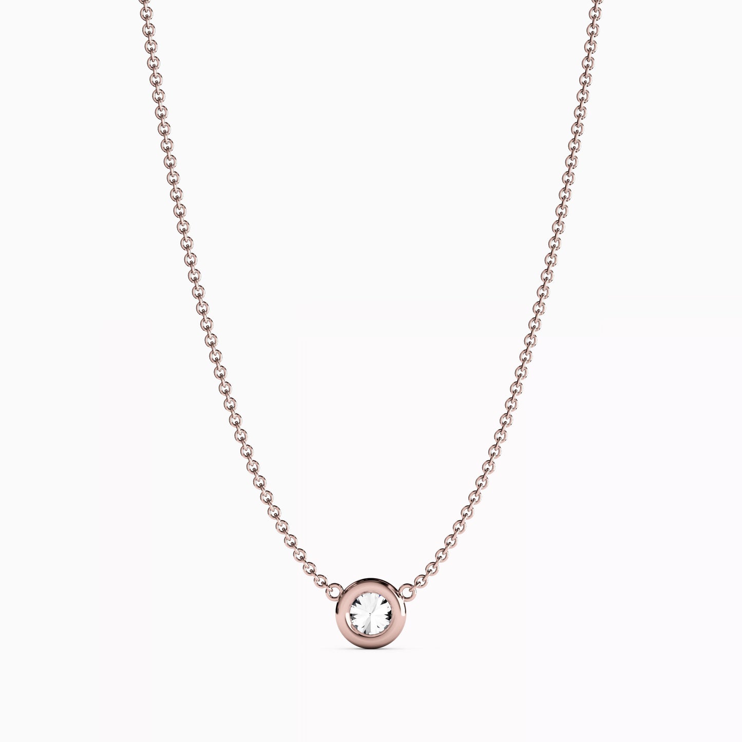 Diamond 1/4 CT Single Bezel Necklace in 14K Gold