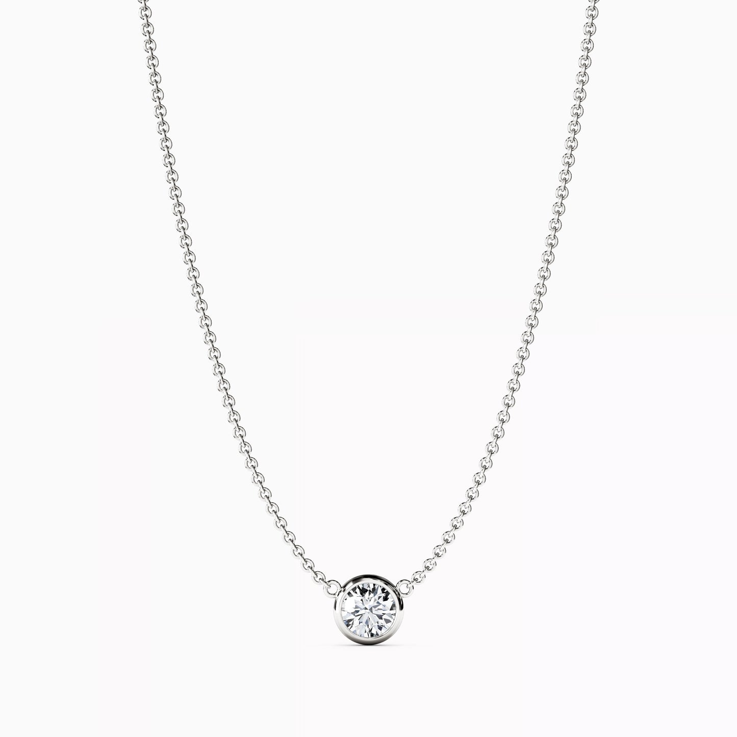 Diamond 1/4 CT Single Bezel Necklace in 14K Gold