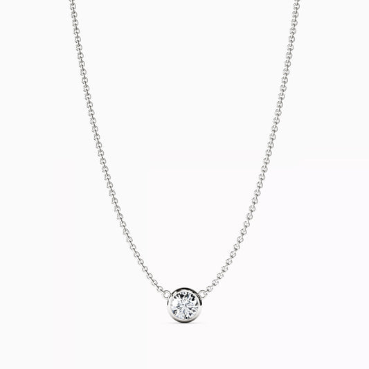 Diamond 1/4 CT Single Bezel Necklace in 14K Gold