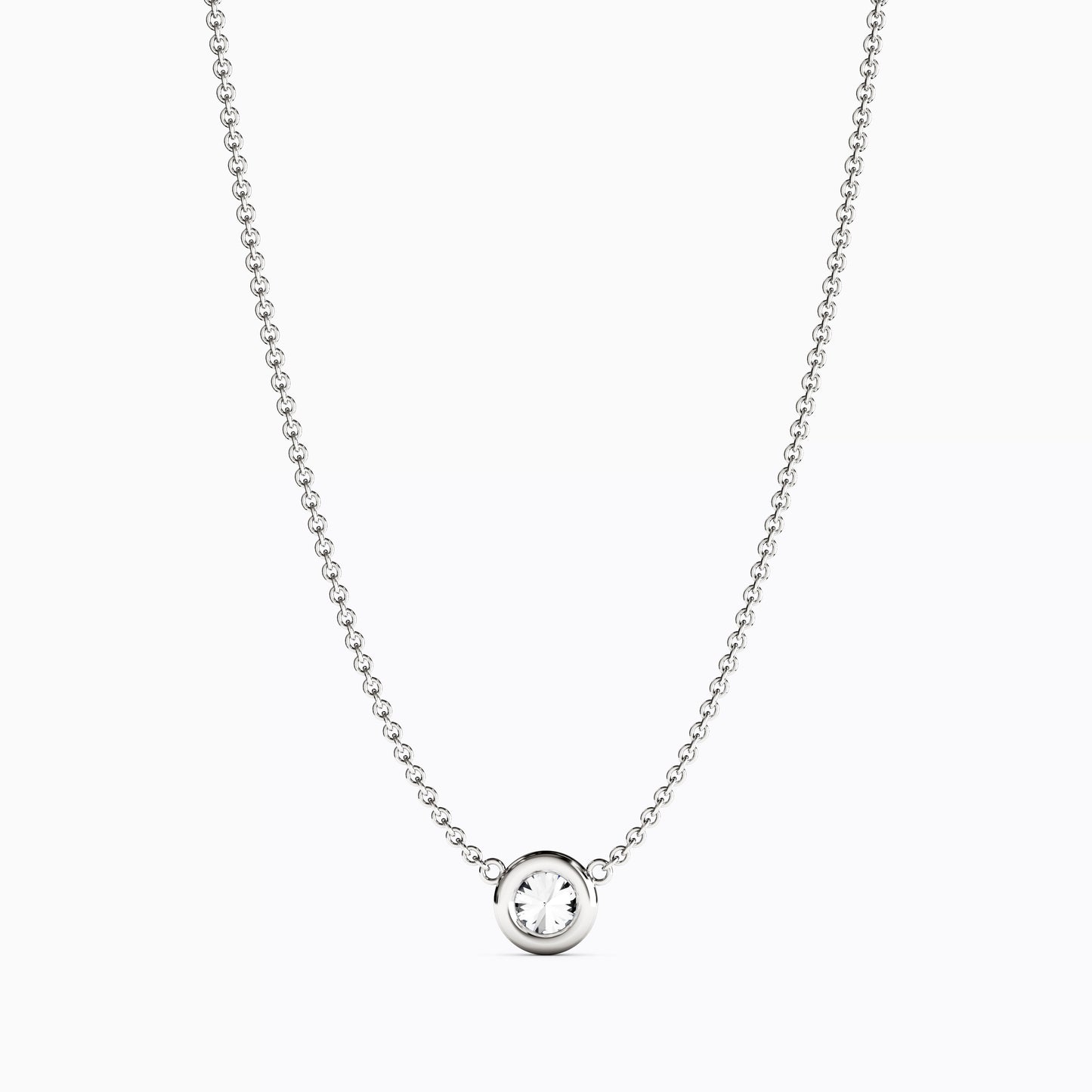 Diamond 1/4 CT Single Bezel Necklace in 14K Gold