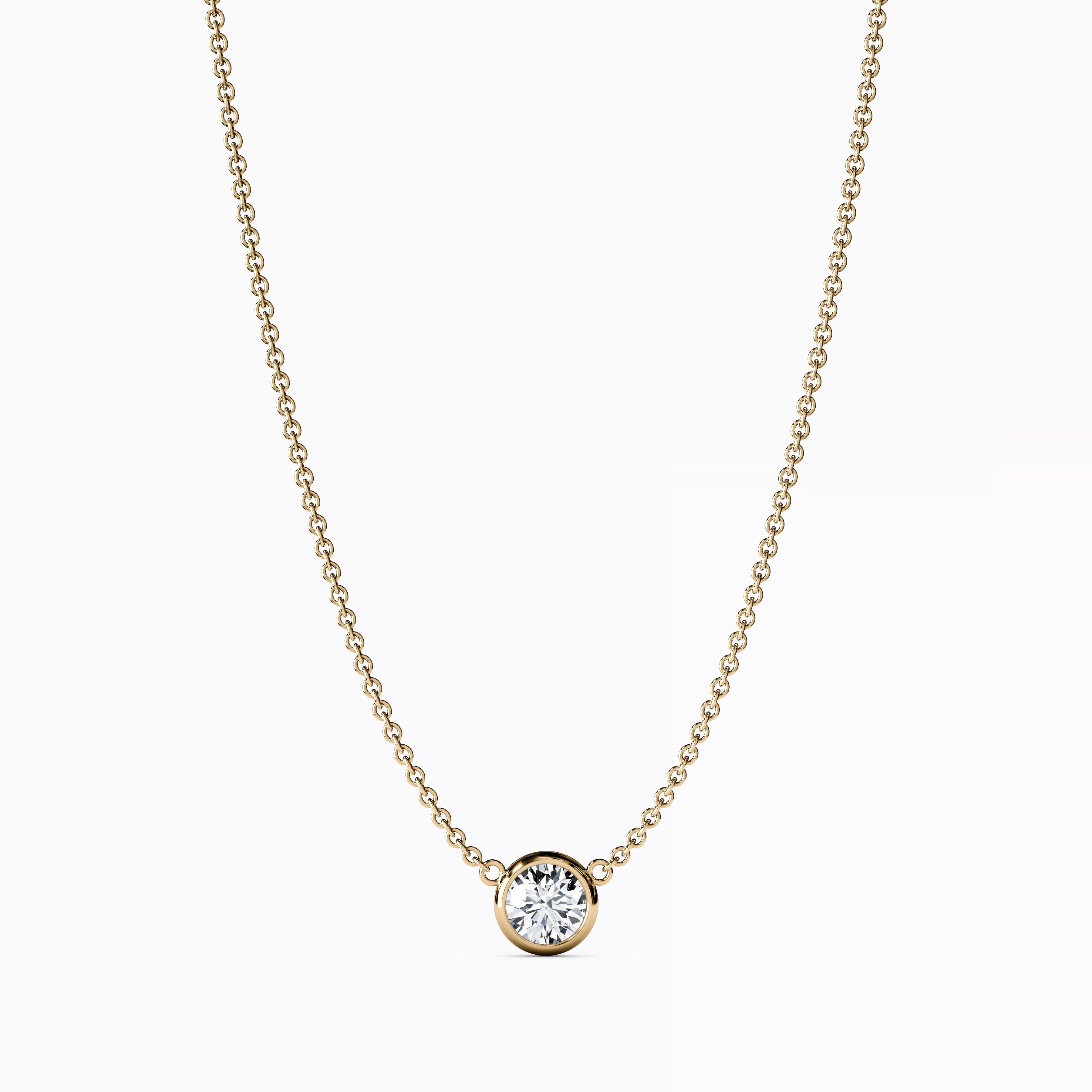Diamond 0.10 CT Single Bezel Necklace | 14K Gold