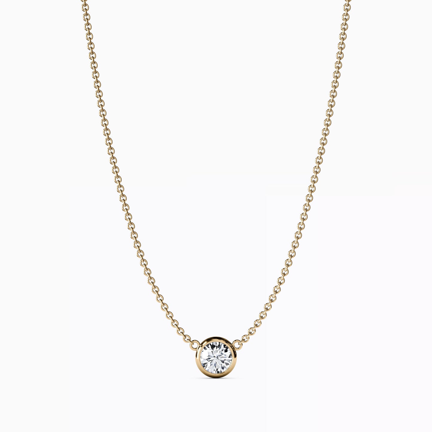 Diamond 1/4 CT Single Bezel Necklace in 14K Gold
