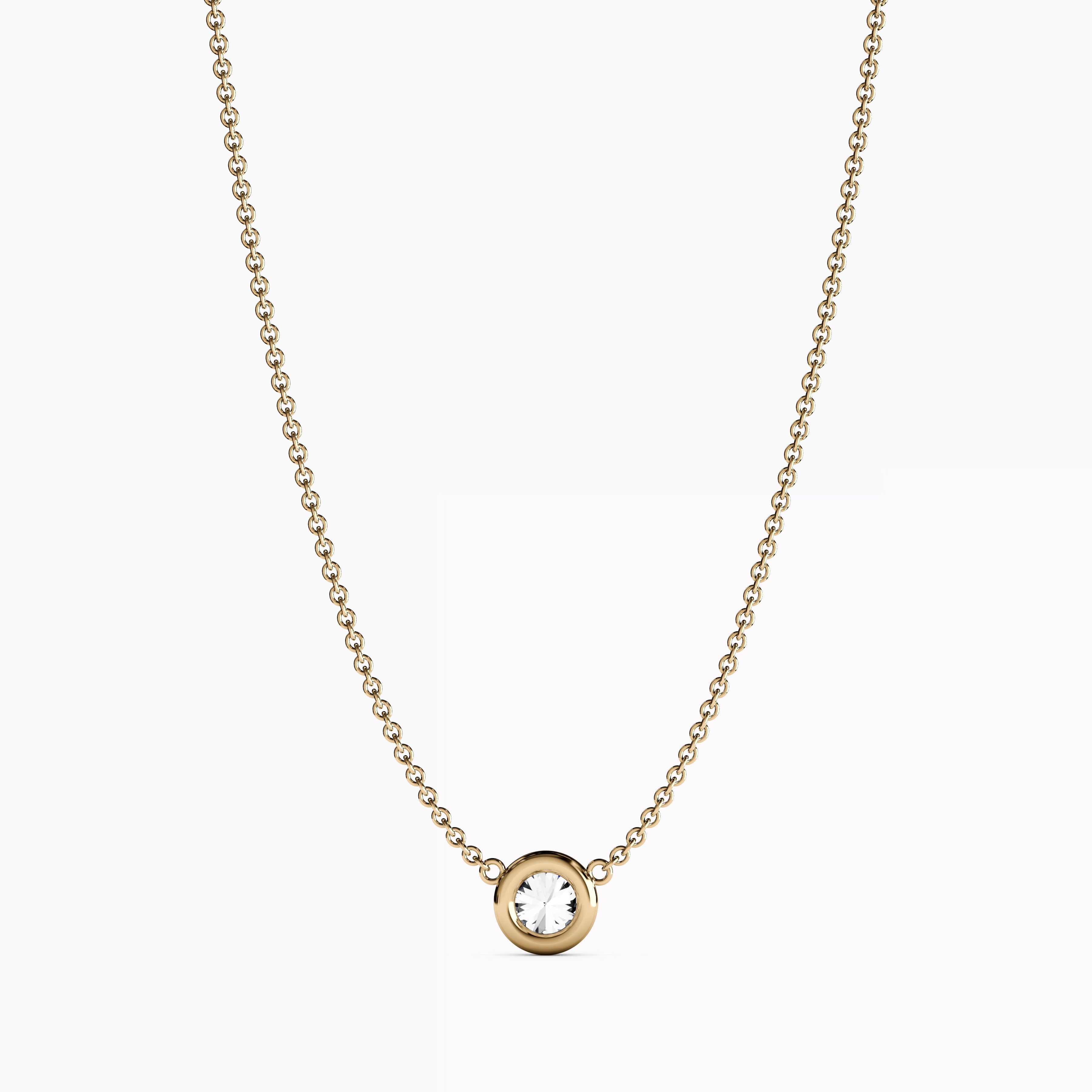 Diamond 0.10 CT Single Bezel Necklace | 14K Gold