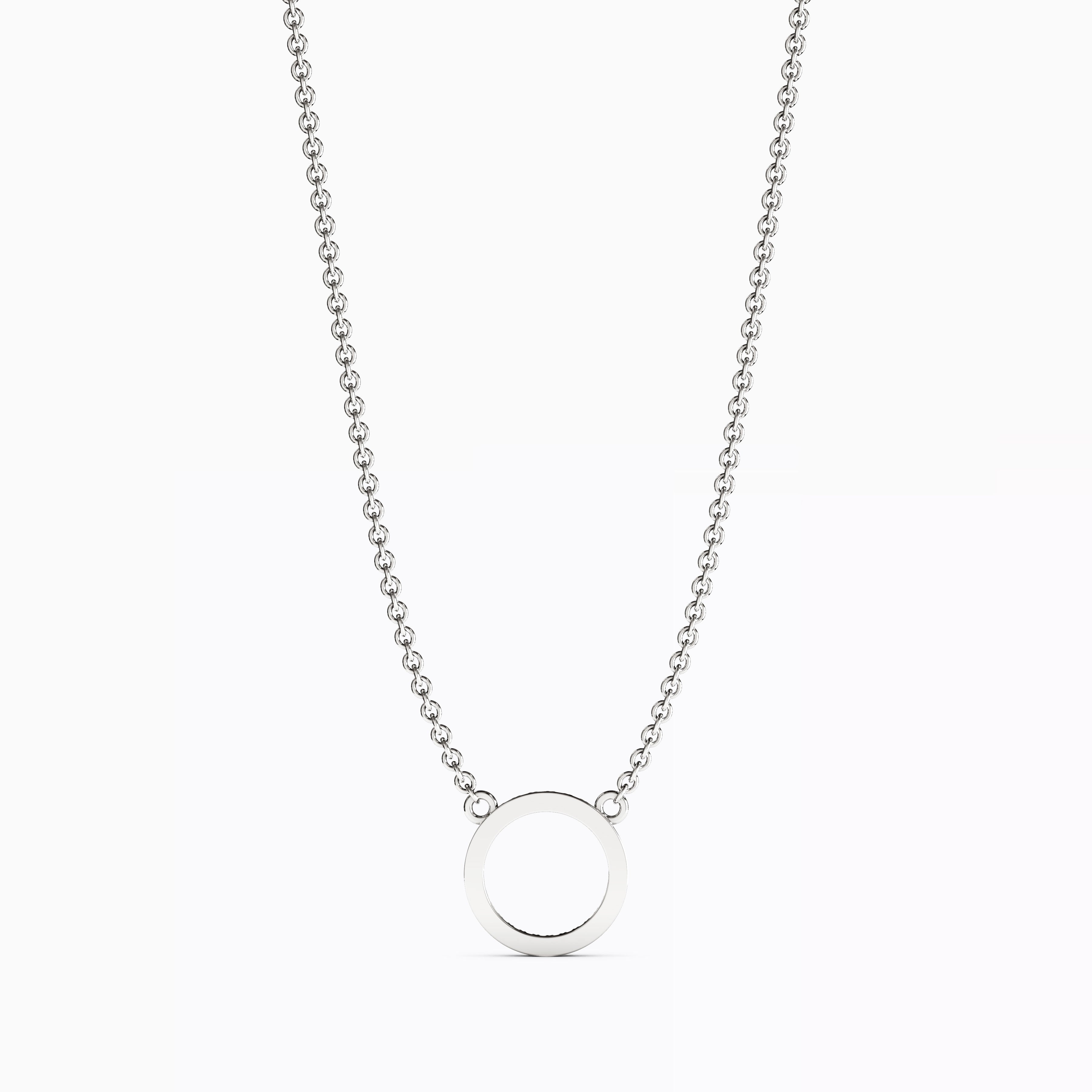 Diamond Hollow Circle Necklace | 14K Gold