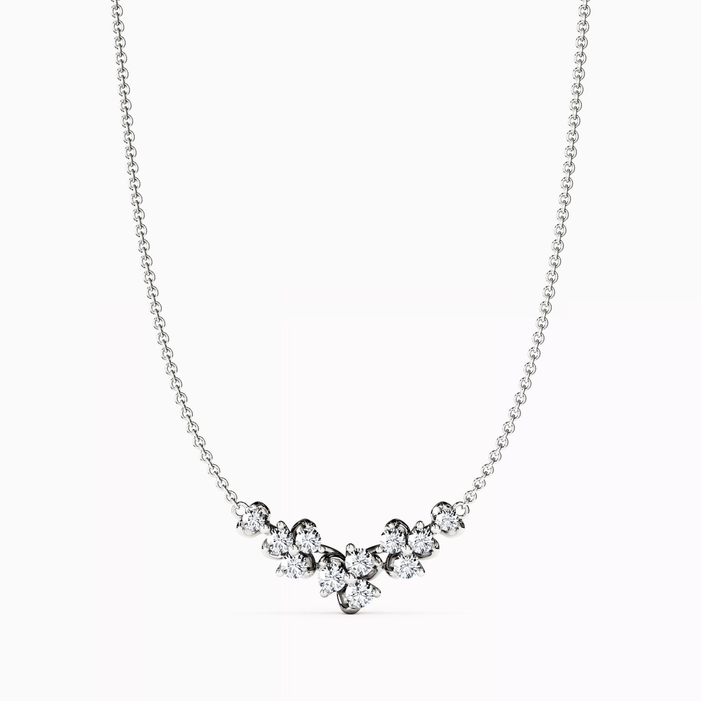Diamond Mini Lotus V Pendant Necklace in 14K Gold