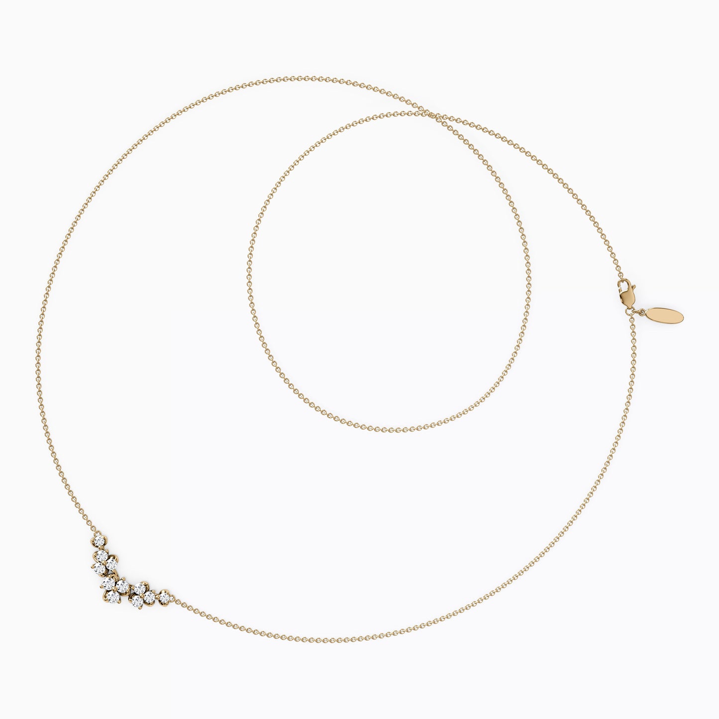 Diamond Mini Lotus V Pendant Necklace in 14K Gold