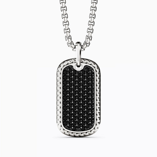 Black Diamond Honeycomb Men's Tag in Sterling Silver