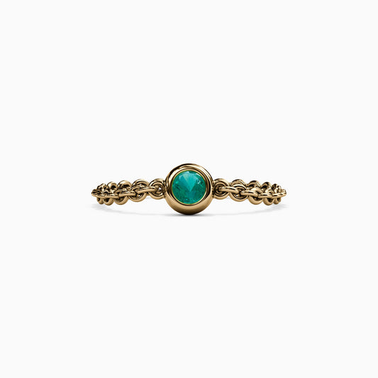 Emerald Bezel Chain Stackable Ring in 14K Gold