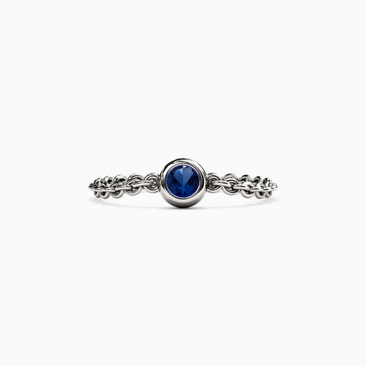 Sapphire Bezel Chain Stackable Ring in 14K Gold