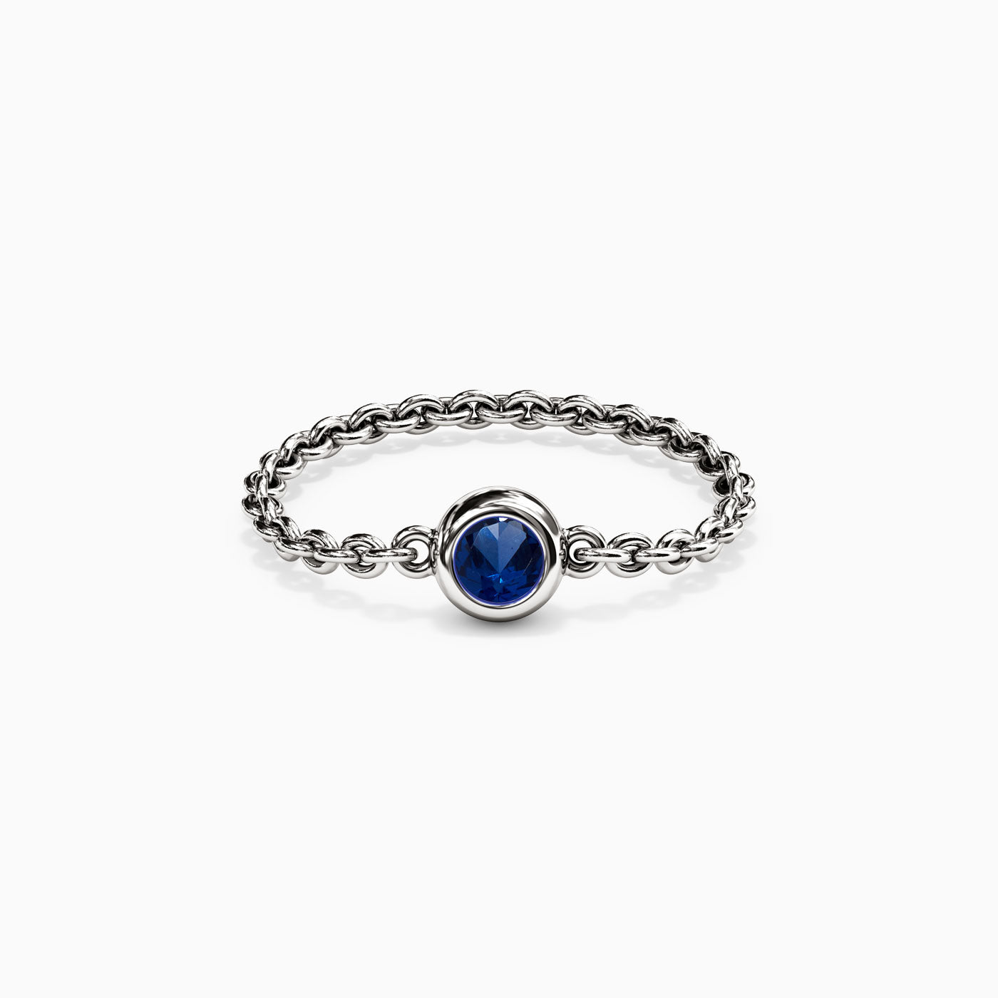 Sapphire Bezel Chain Stackable Ring in 14K Gold