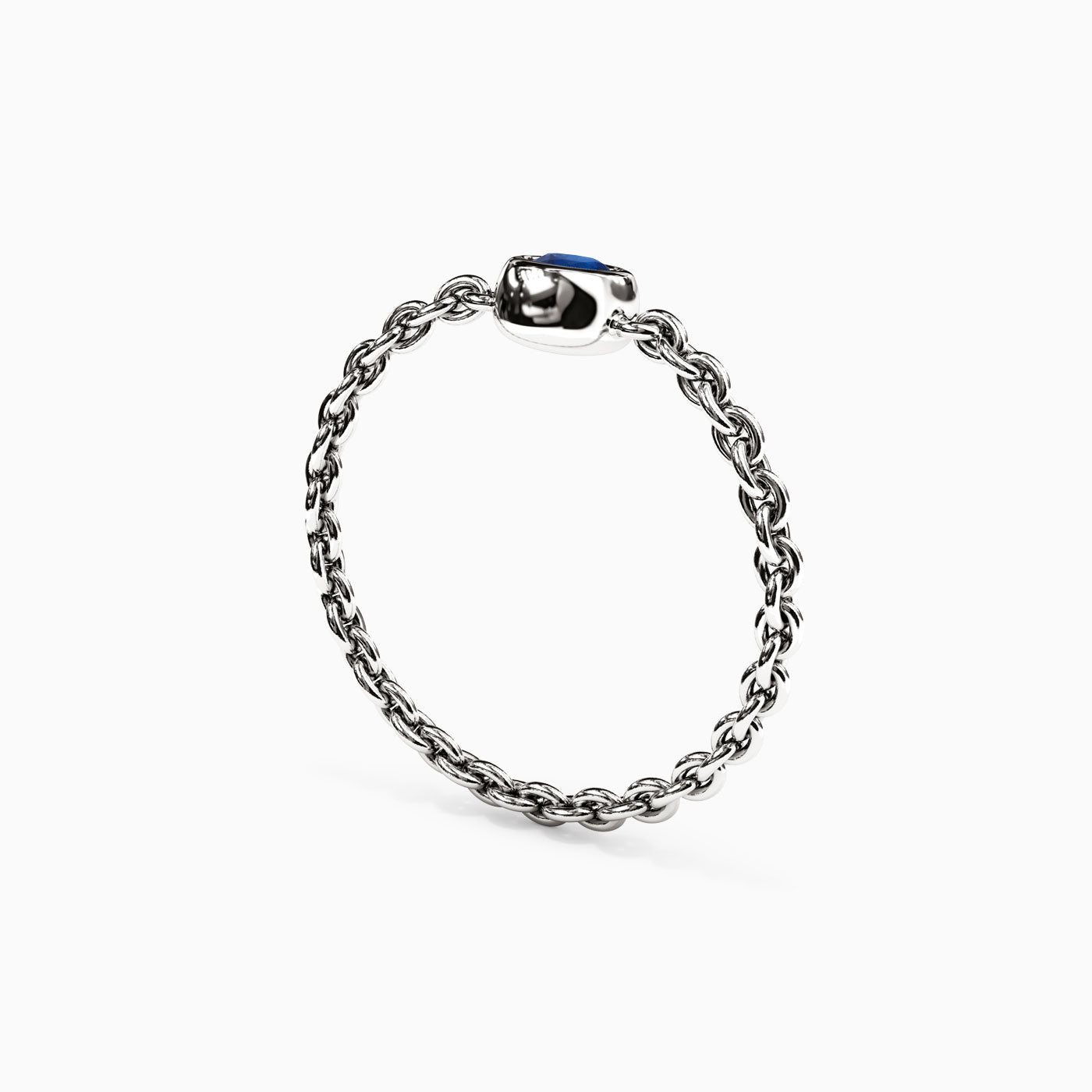 Sapphire Bezel Chain Stackable Ring in 14K Gold