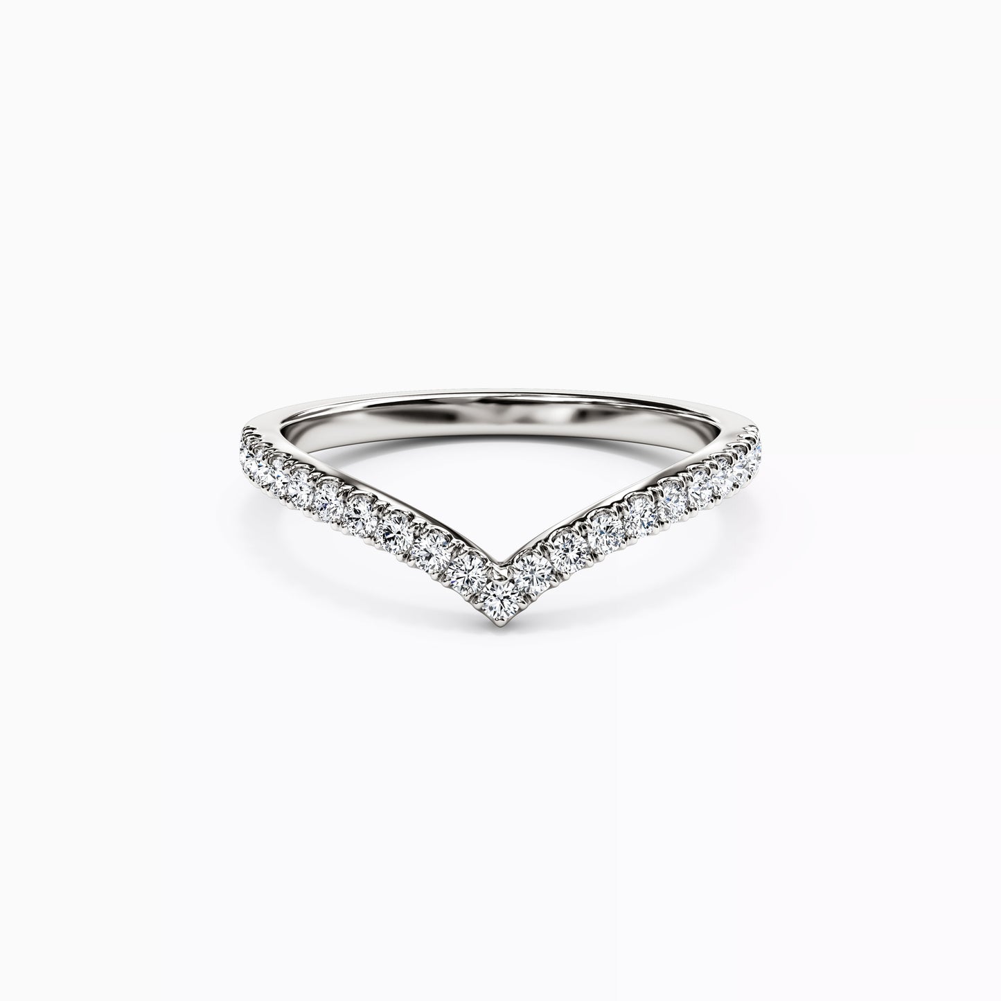 V Diamond Chevron Stackable Ring |14K Gold