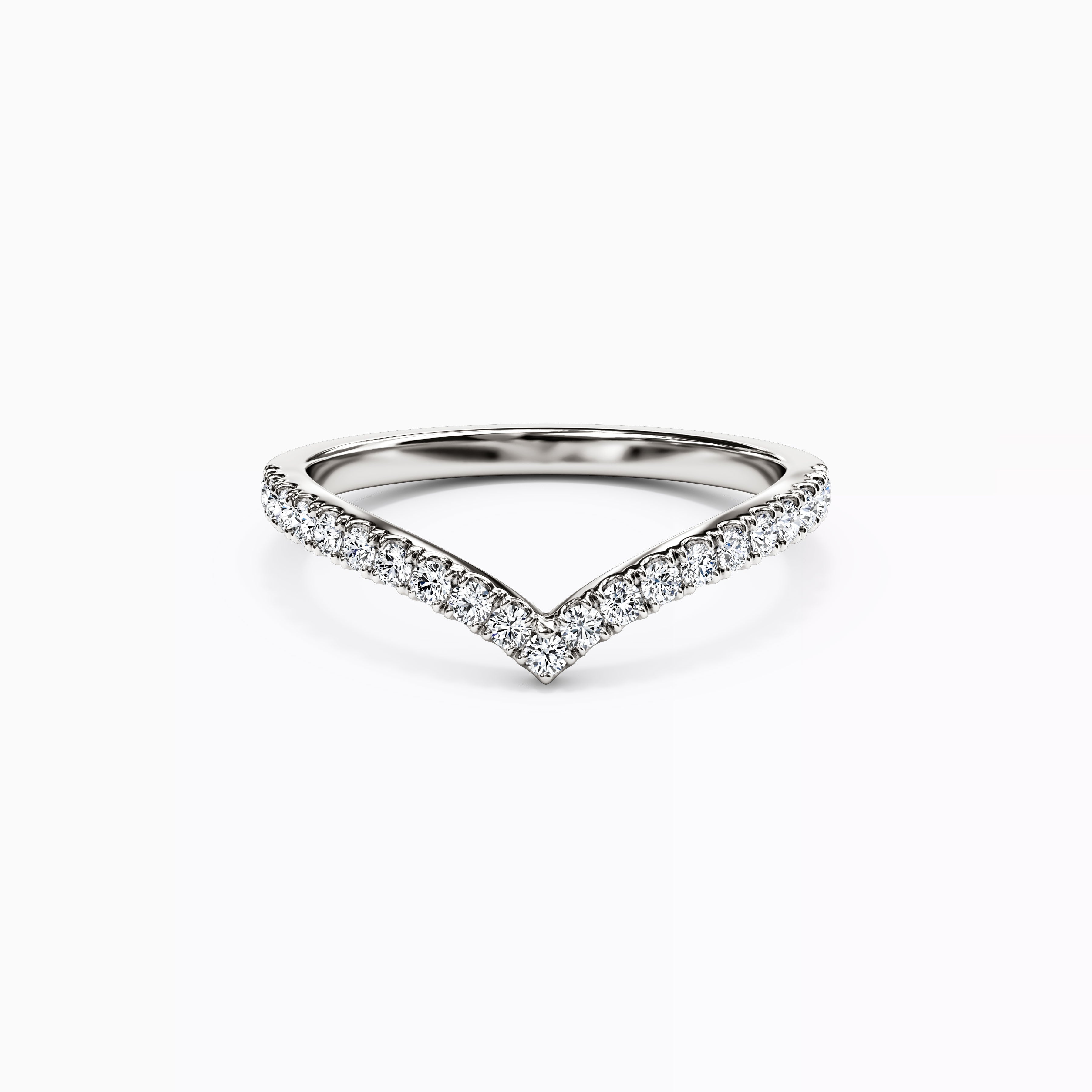 V Diamond Chevron Stackable Ring |14K Gold