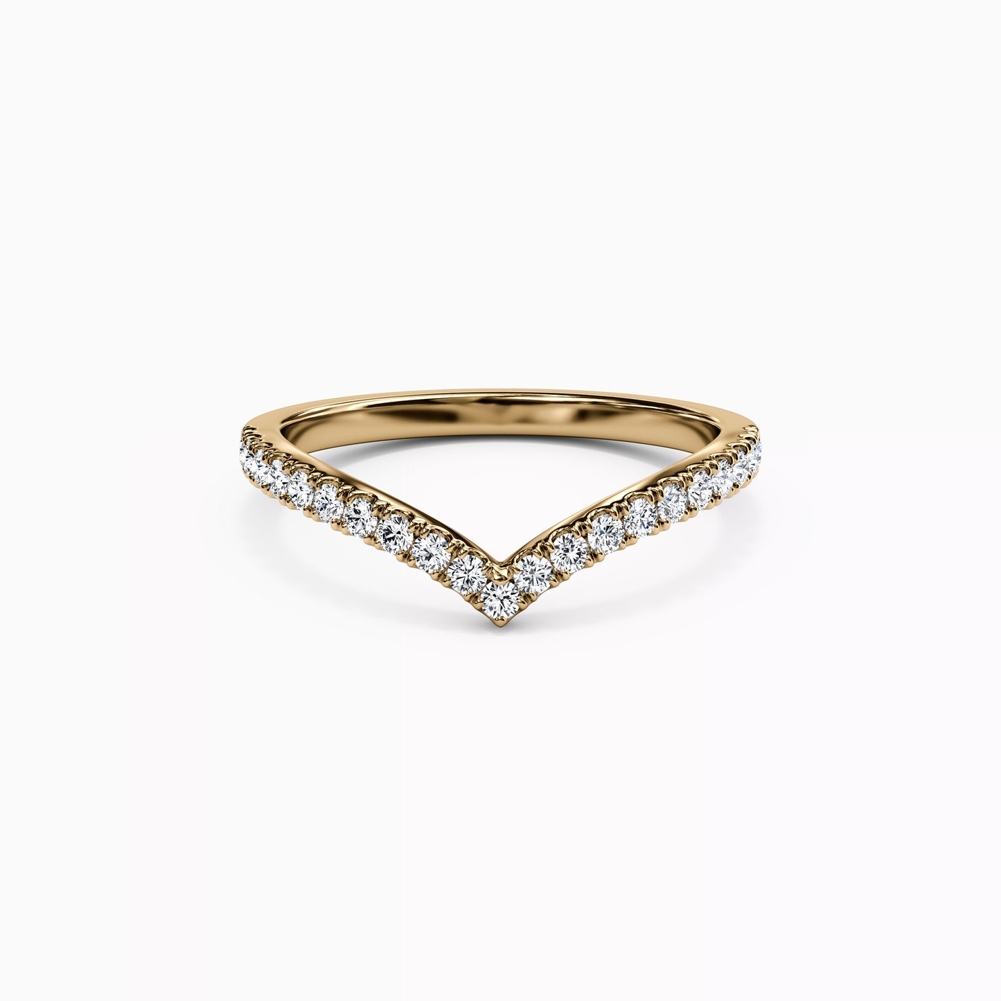 V Diamond Chevron Stackable Ring |14K Gold